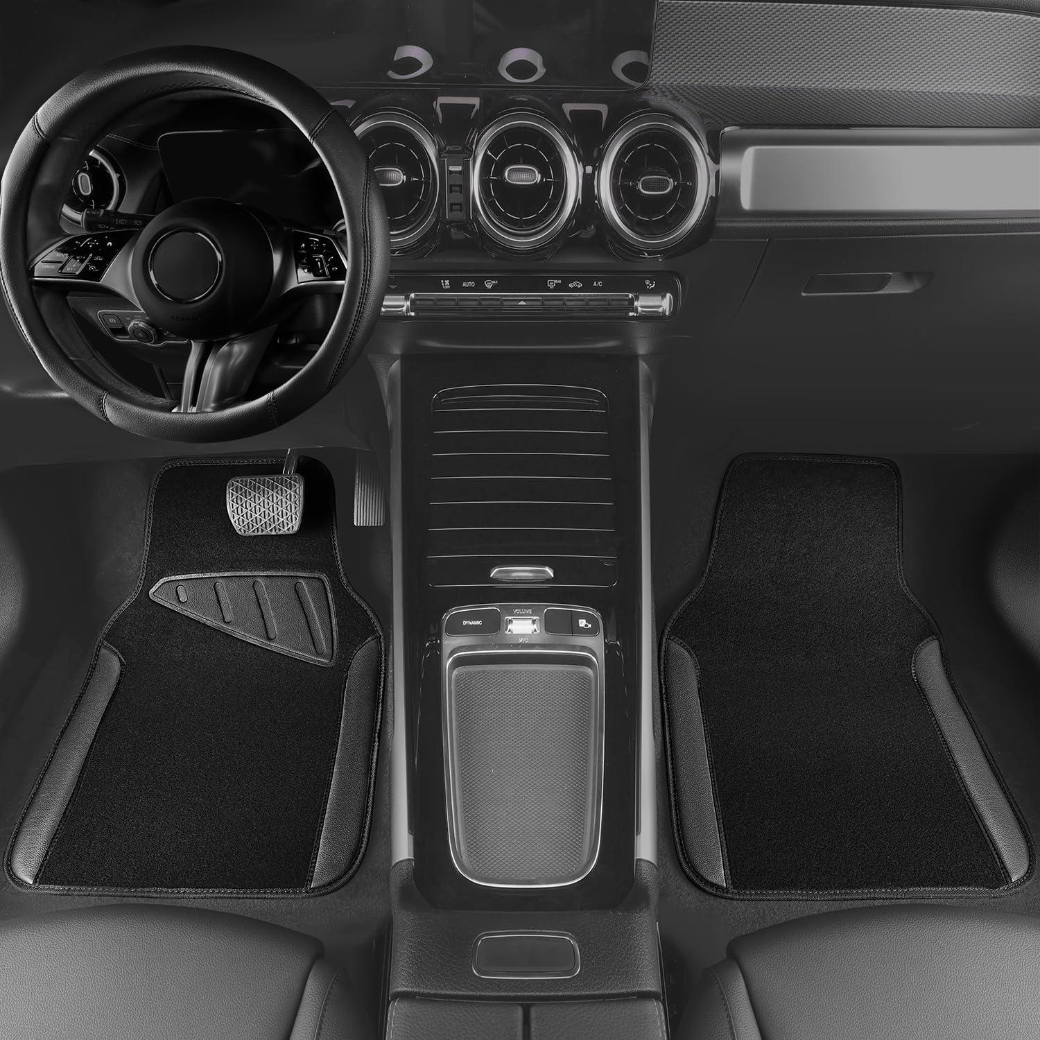 Combo Funda de Volante y Alfombrillas CAR PASS Negro 14.5-15"