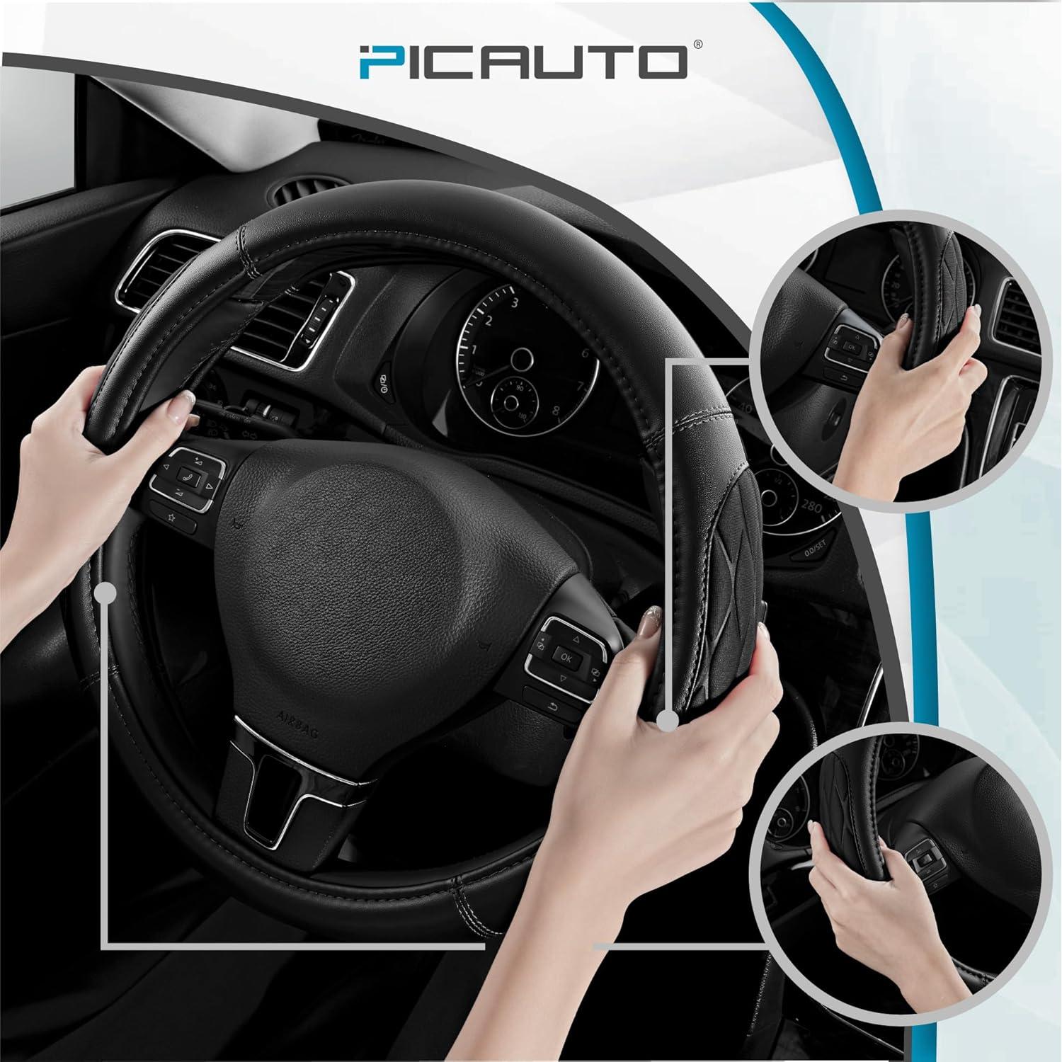 Cubierta de Volante PIC AUTO Universal 36.8-39.4 cm Negra