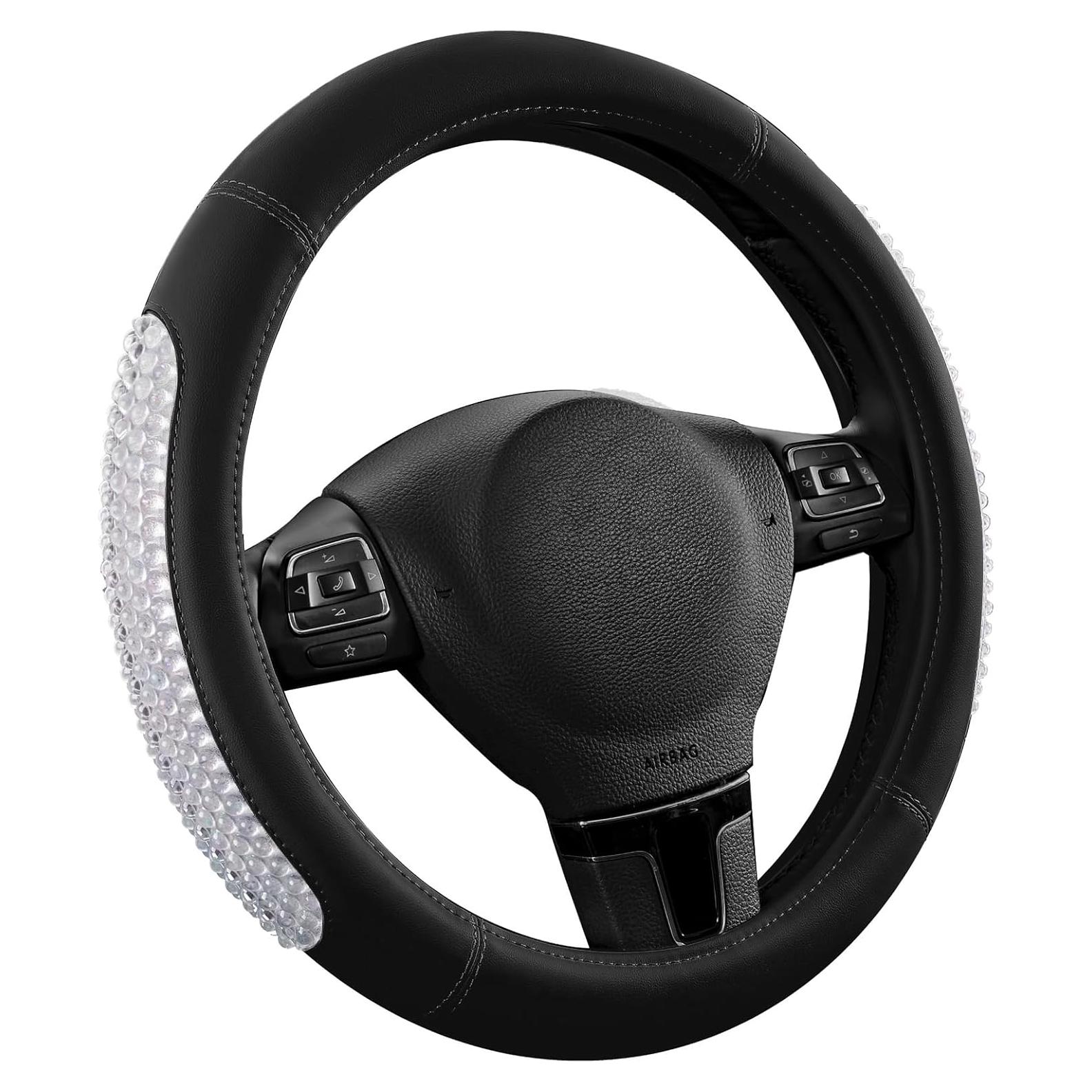 Cubierta de Volante PIC AUTO de Cuero Negro Antideslizante 36.8-39.4cm