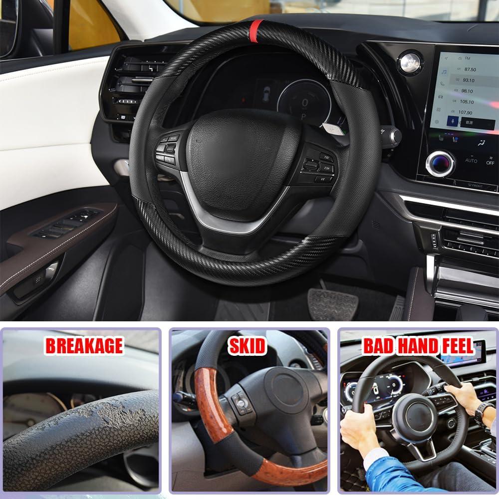 Cubierta de Volante de Coche PACLVIO 37-38 cm Antideslizante