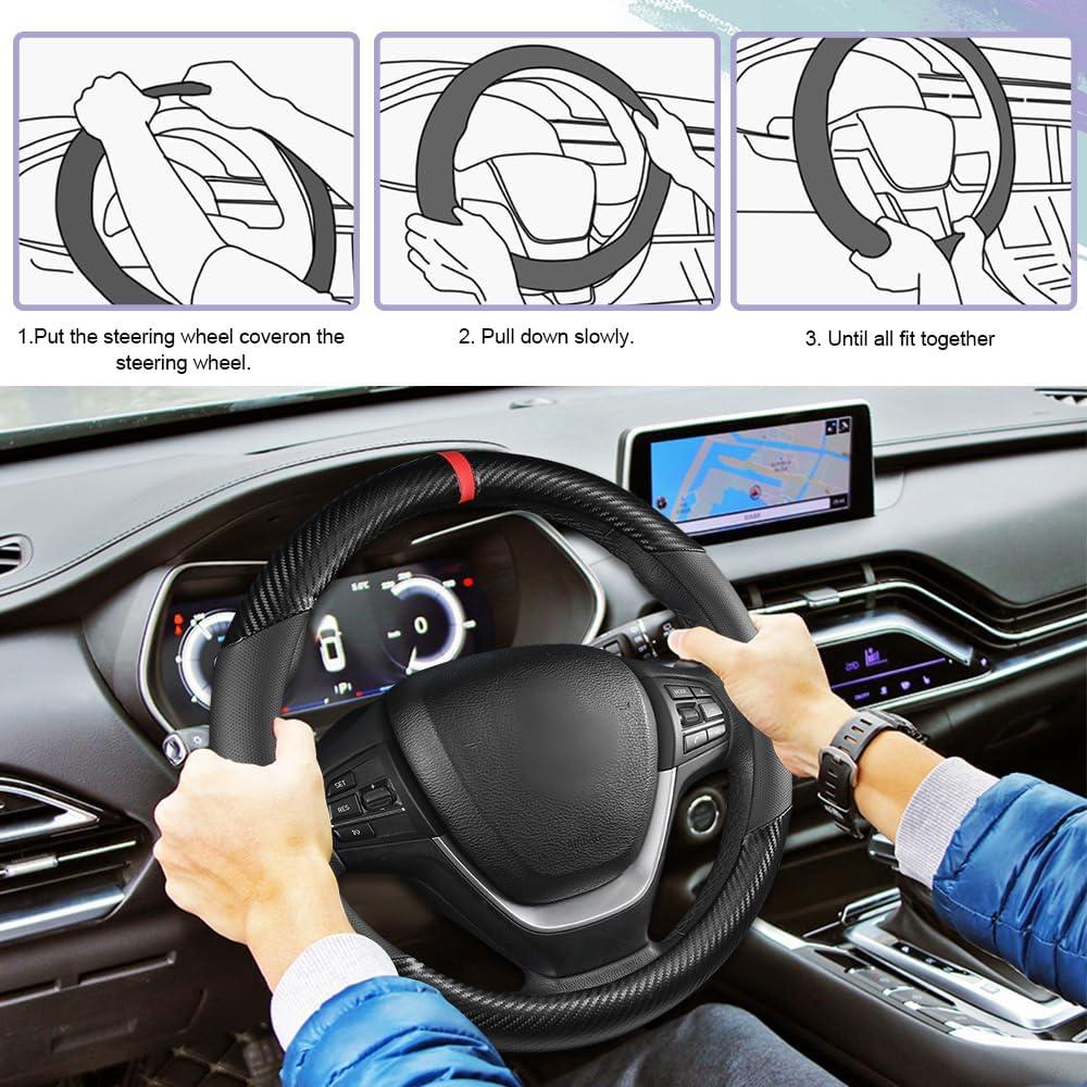 Cubierta de Volante de Coche PACLVIO 37-38 cm Antideslizante