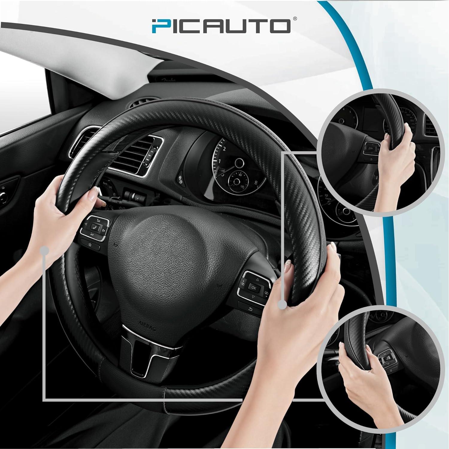 Cubierta de Volante PIC AUTO Cuero Antideslizante 36.83-39.37 cm