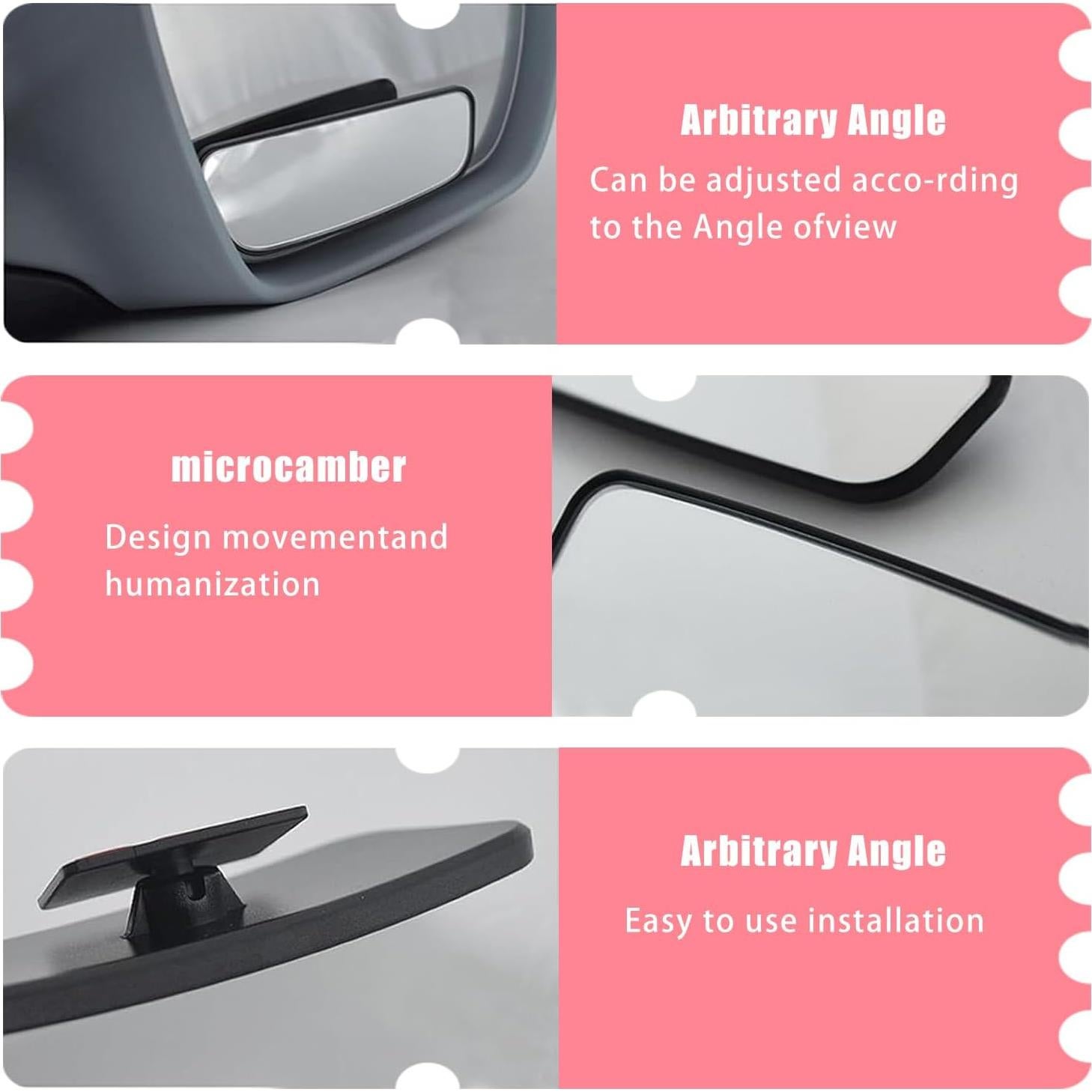 Pack 2 Espejos Convexos Yumfugu 9.5x3.6cm para Punto Ciego