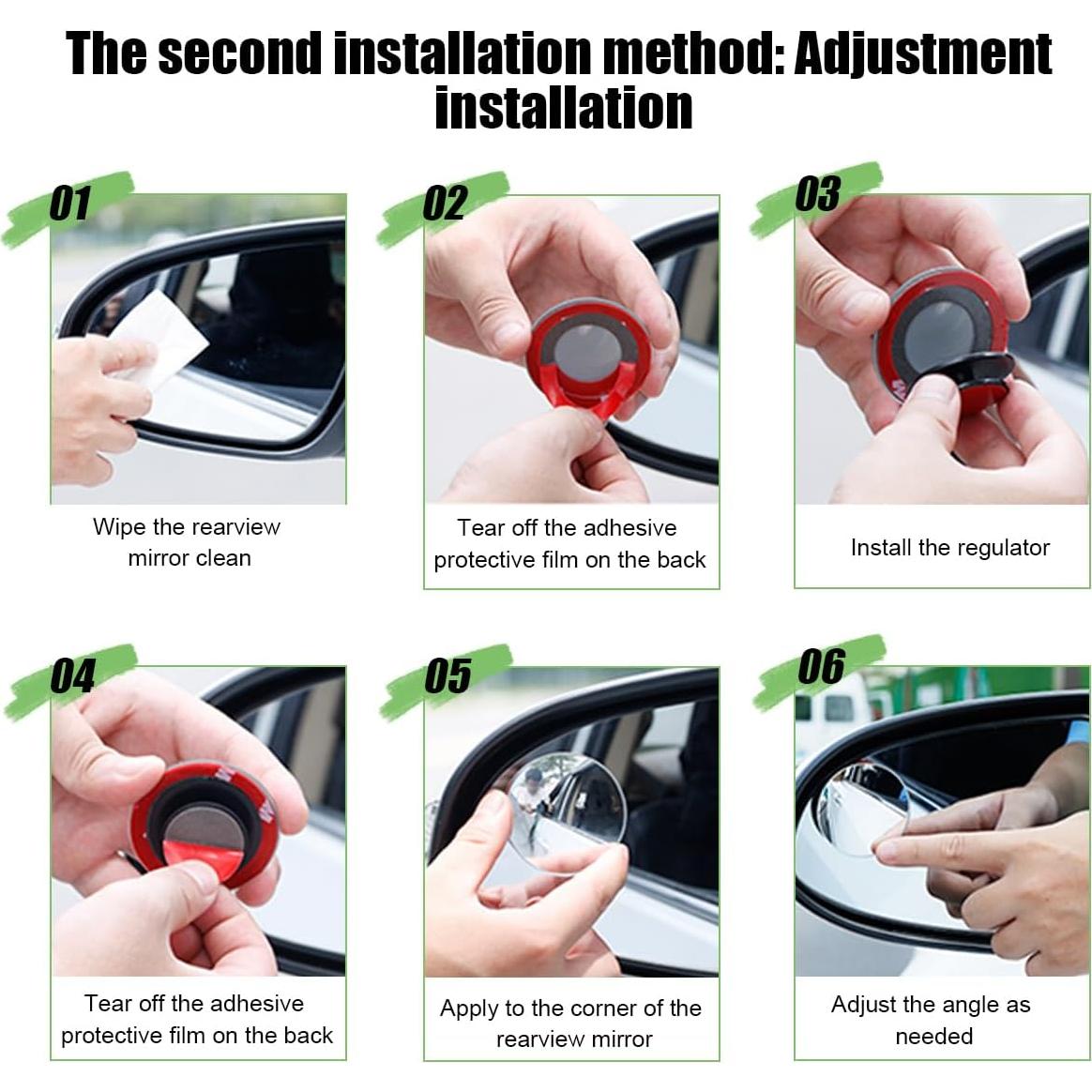 Espejo de Punto Ciego Norkmdi 5.1x2.4cm 2PCS Ajustable