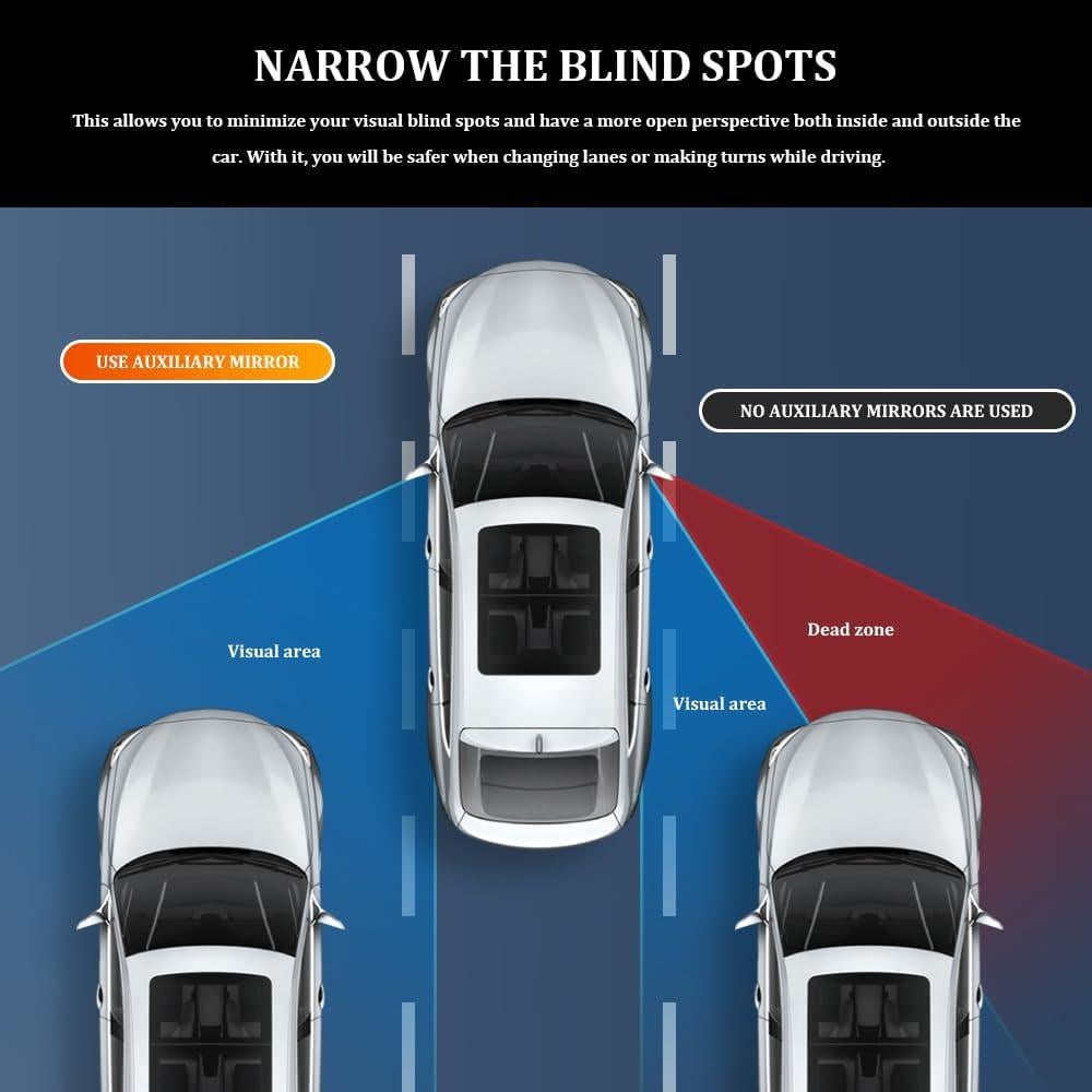 Espejo Convexo de Punto Ciego para Auto Lyxheth 2PCS Ajustable
