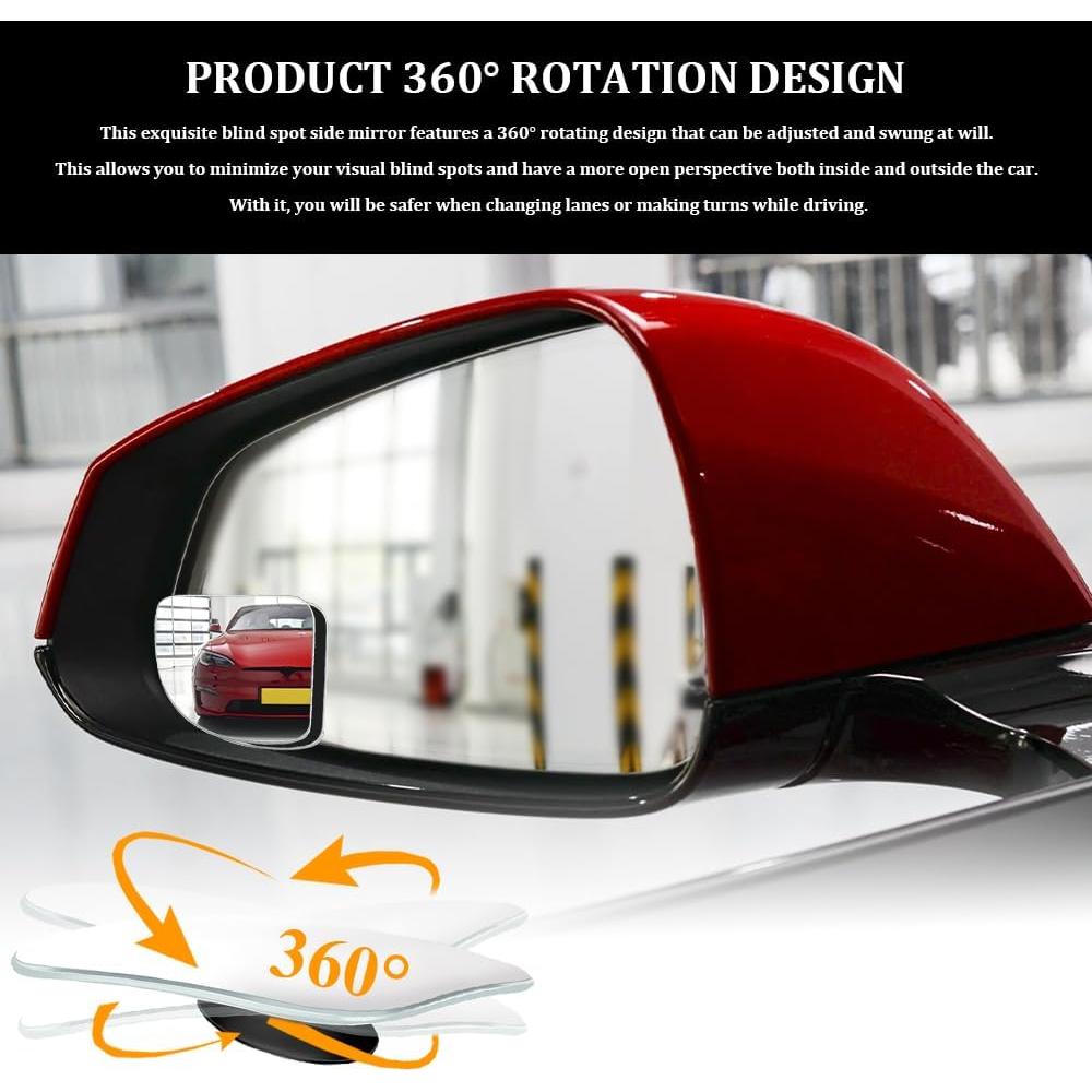 Espejo Convexo de Punto Ciego para Auto Lyxheth 2PCS Ajustable