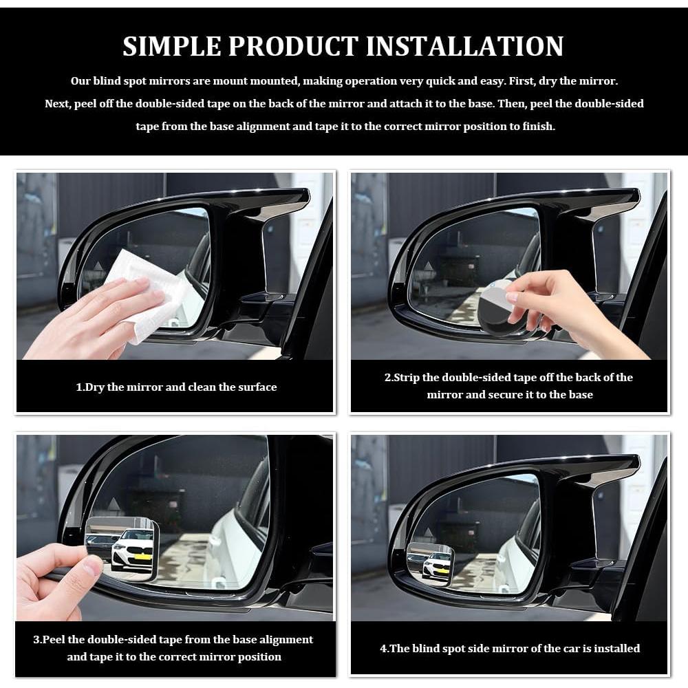 Espejo Convexo de Punto Ciego para Auto Lyxheth 2PCS Ajustable