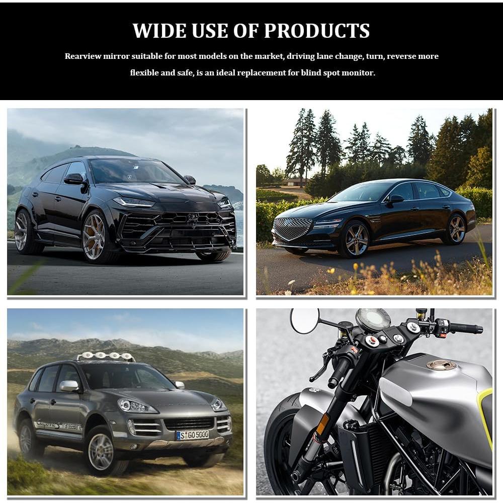 Espejo Convexo de Punto Ciego para Auto Lyxheth 2PCS Ajustable