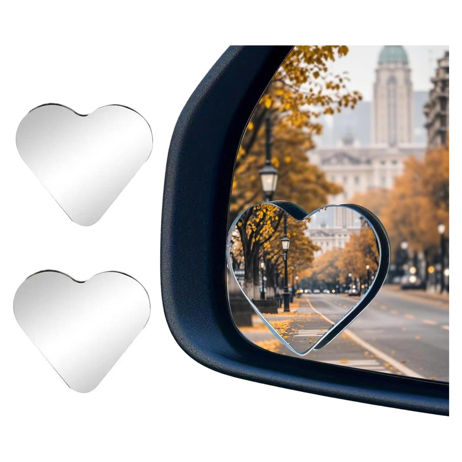 Espejo de Punto Ciego QKWL Corazón 2PCS Universal 5.8cm