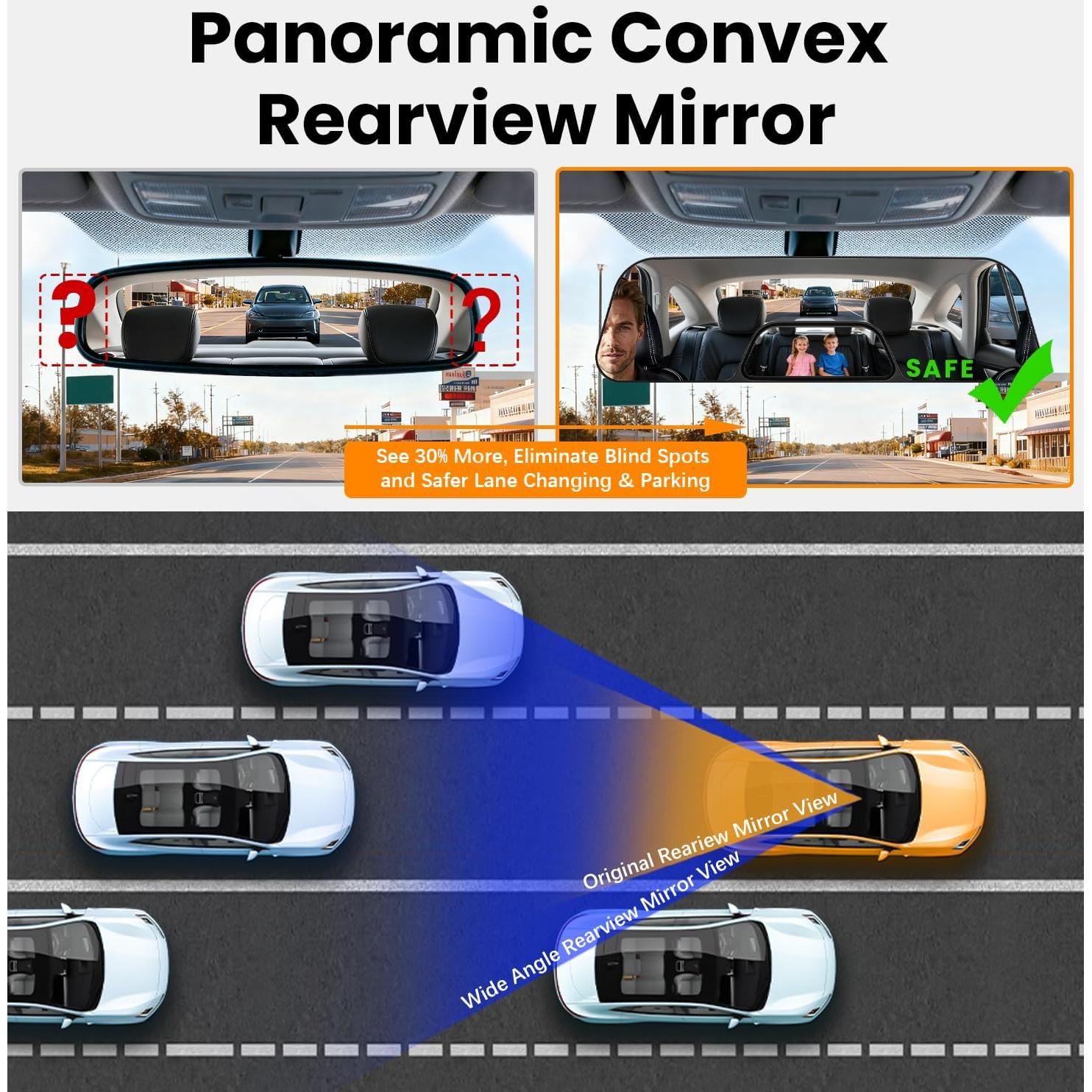 Espejo Retrovisor Panorámico Ajustable HmmtyRack HR0310 30 cm