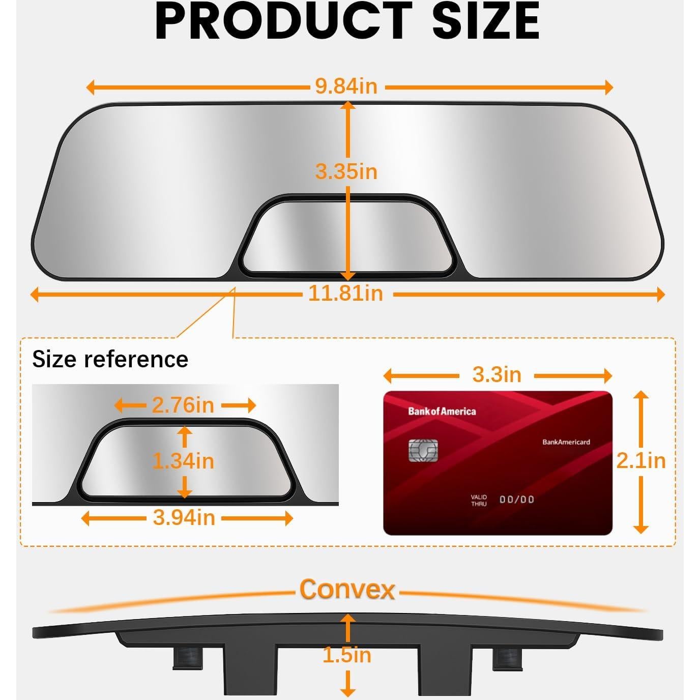 Espejo Retrovisor Panorámico Ajustable HmmtyRack HR0310 30 cm