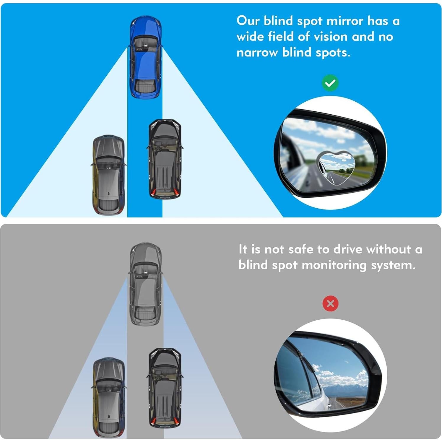 Espejos Convexos UYUOO 8cm para Puntos Ciegos - Set de 2