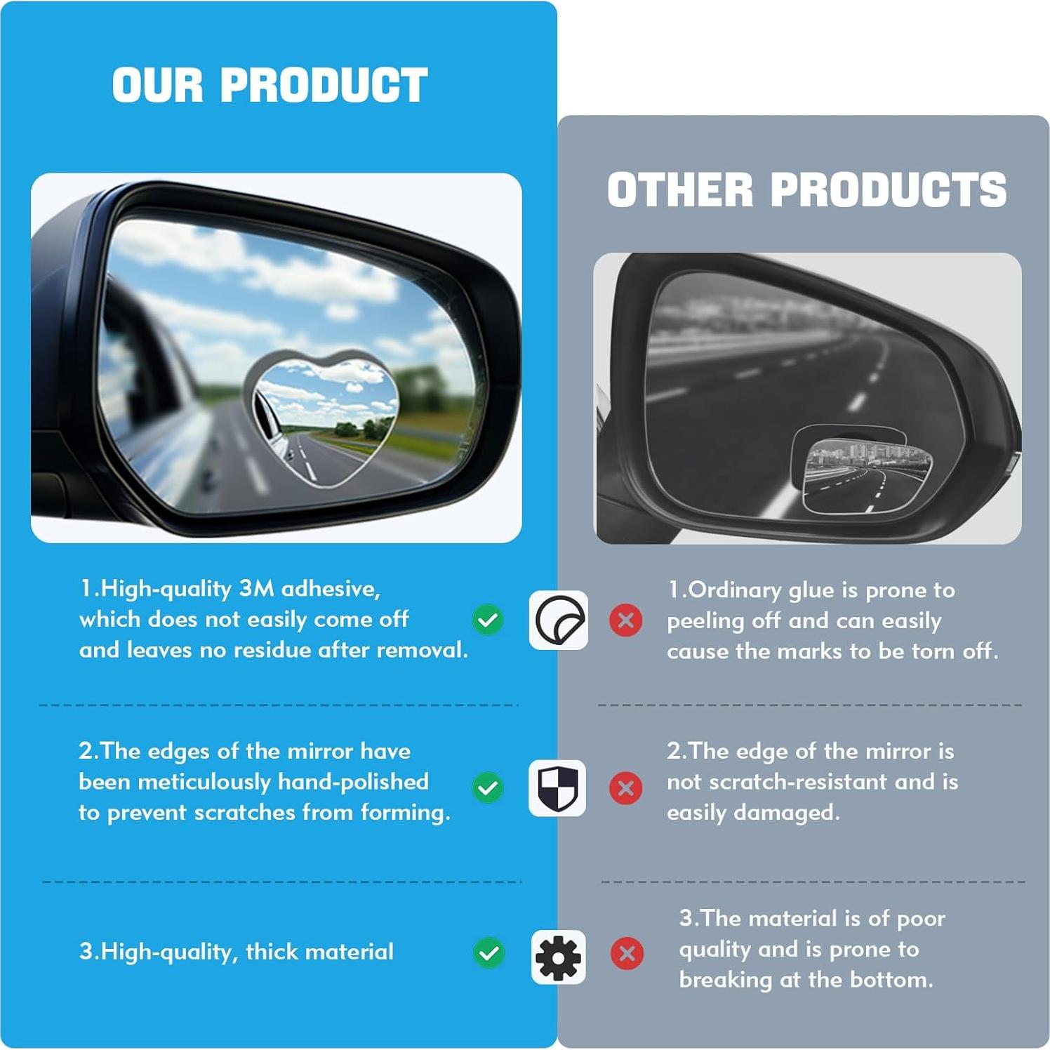 Espejos Convexos UYUOO 8cm para Puntos Ciegos - Set de 2