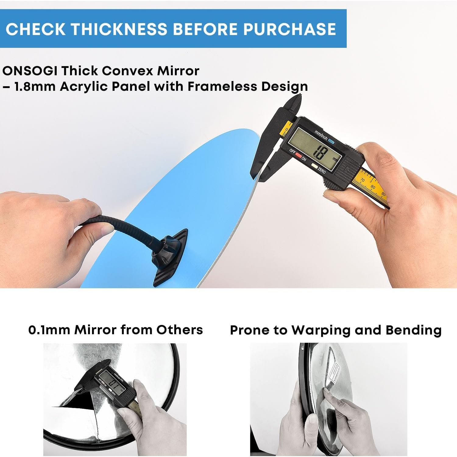 Espejo Convexo Acrílico 29.6 cm ONSOGI Seguridad Ajustable