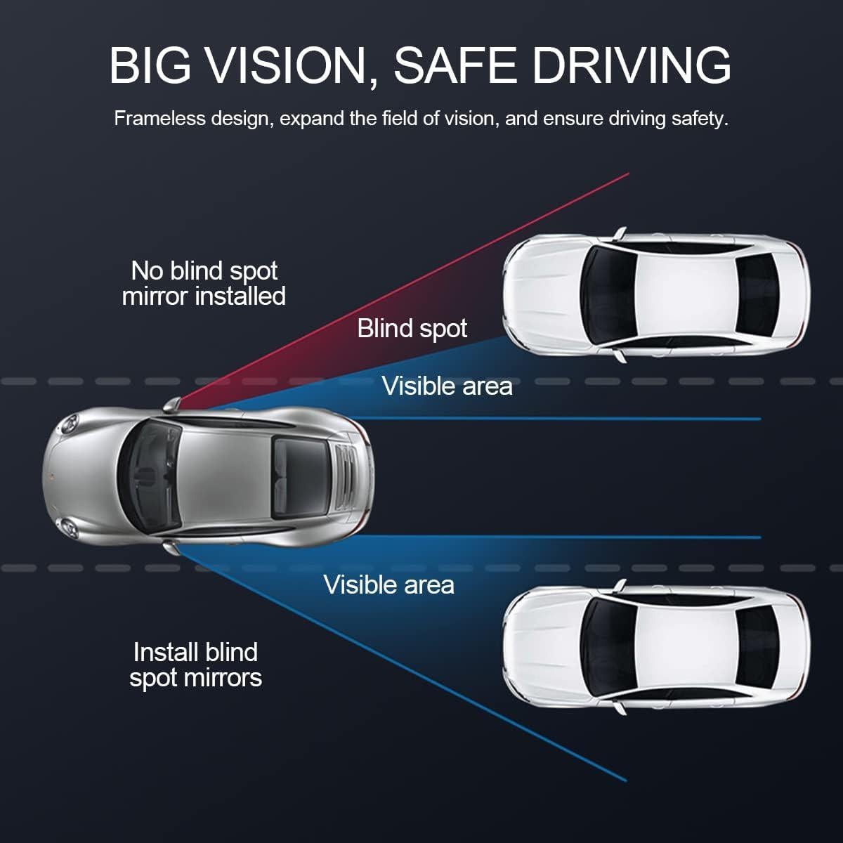 Espejo de Punto Ciego Blilo 2PCS Convexo Ajustable para Auto