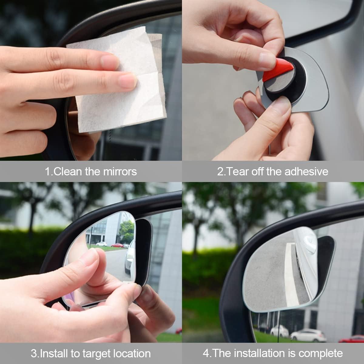 Espejo de Punto Ciego Blilo 2PCS Convexo Ajustable para Auto