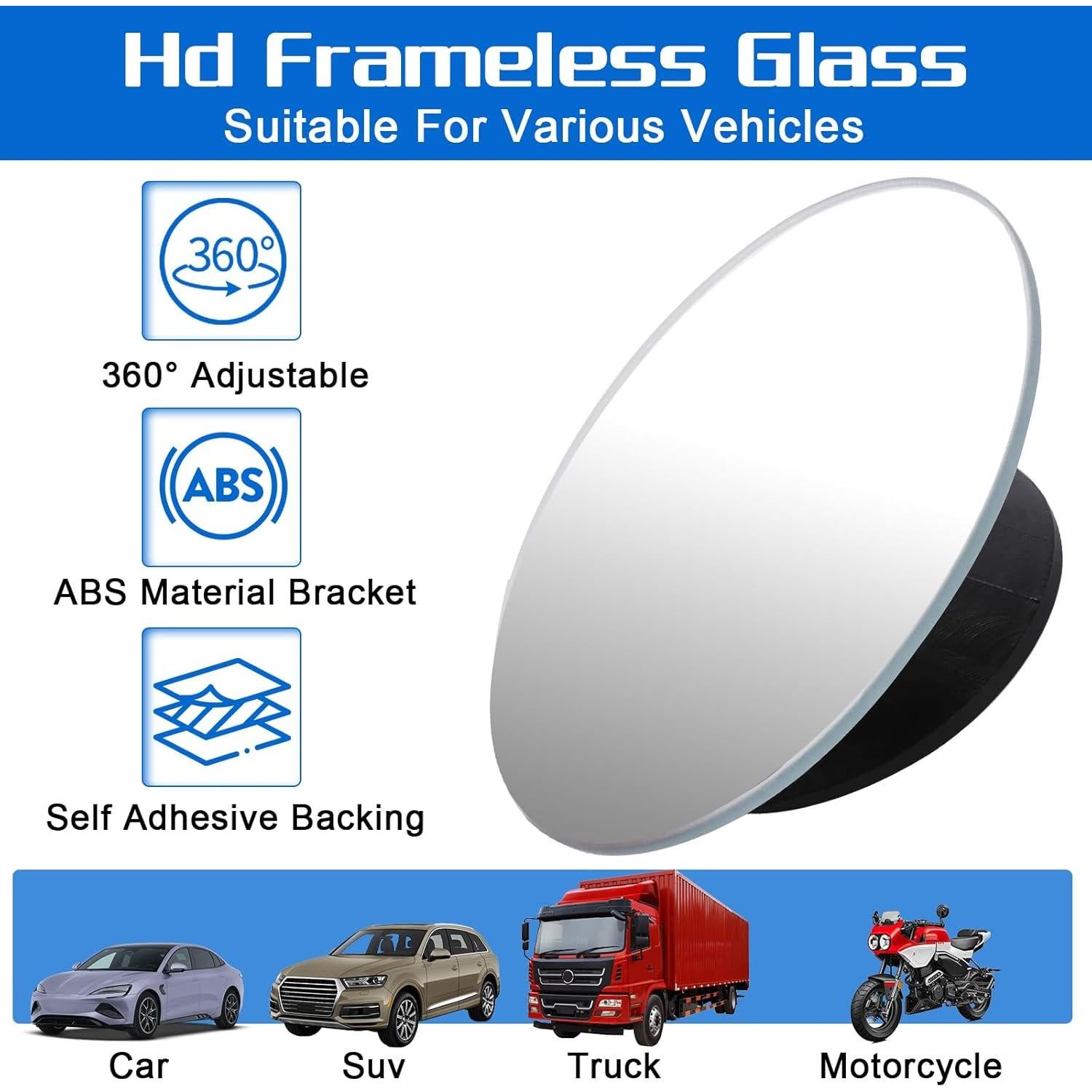 Espejo de Punto Ciego Piriuuo 5.1cm Autoadhesivo 2 Piezas