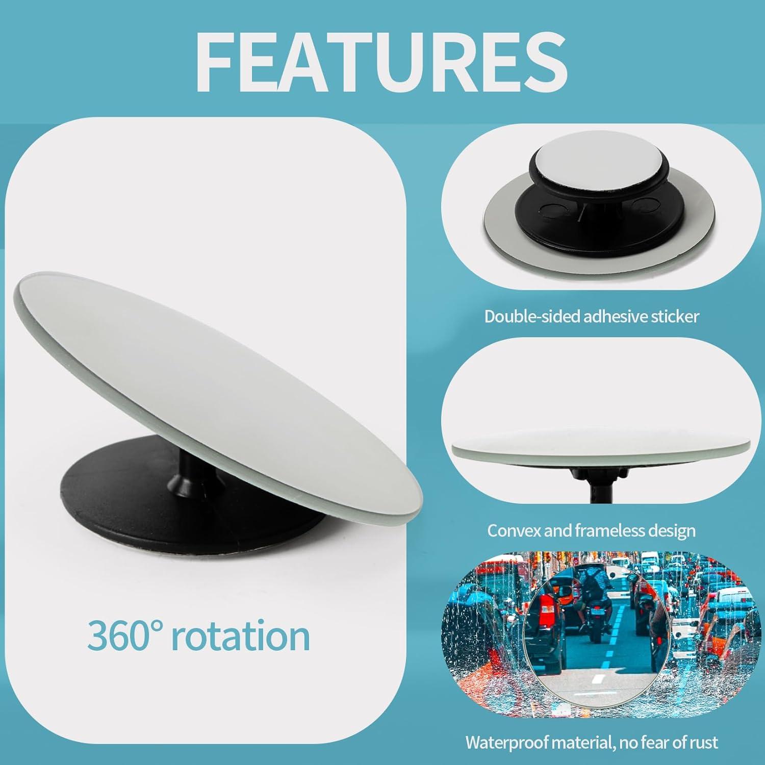 Espejo Convexo Redondo PSLER 5.08 cm para Punto Ciego Auto