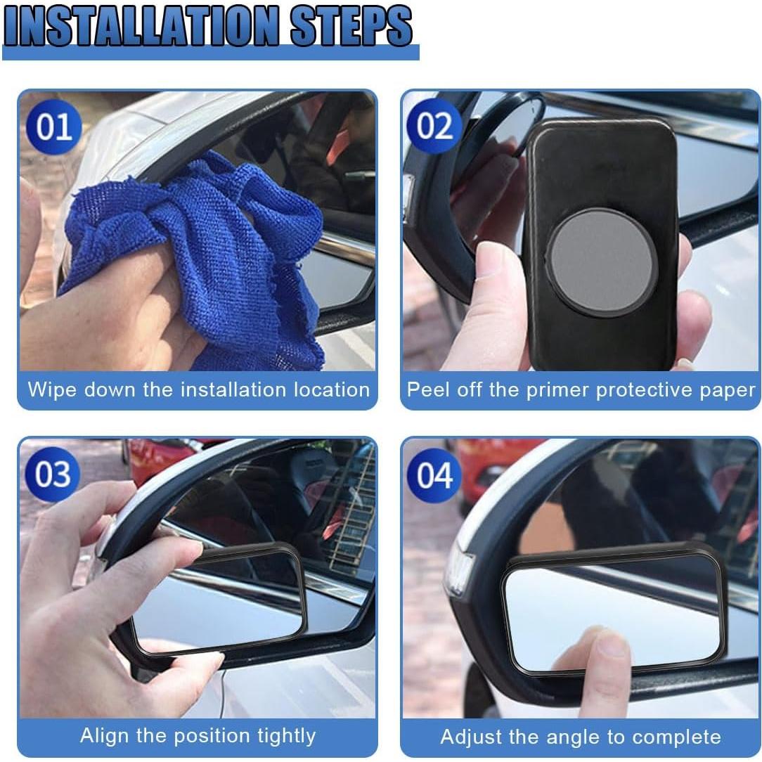 Espejo de Punto Ciego UHANBUT 9x5 cm Ajustable 360° Negro