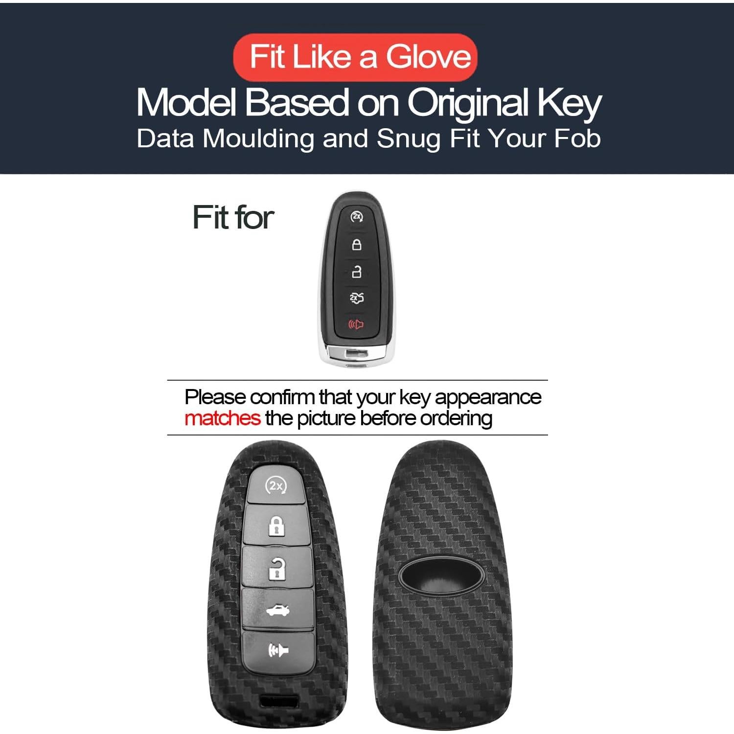 Funda de Llave para Ford INFIPAR Carbono 2 Pcs Ajuste Perfecto