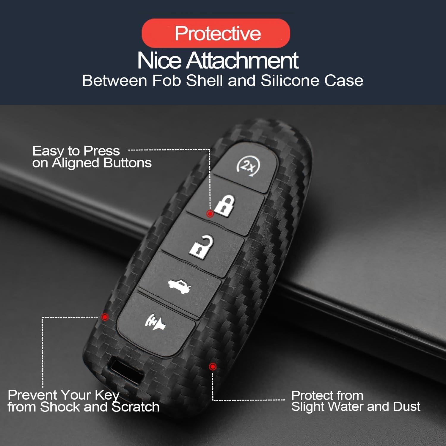 Funda de Llave para Ford INFIPAR Carbono 2 Pcs Ajuste Perfecto