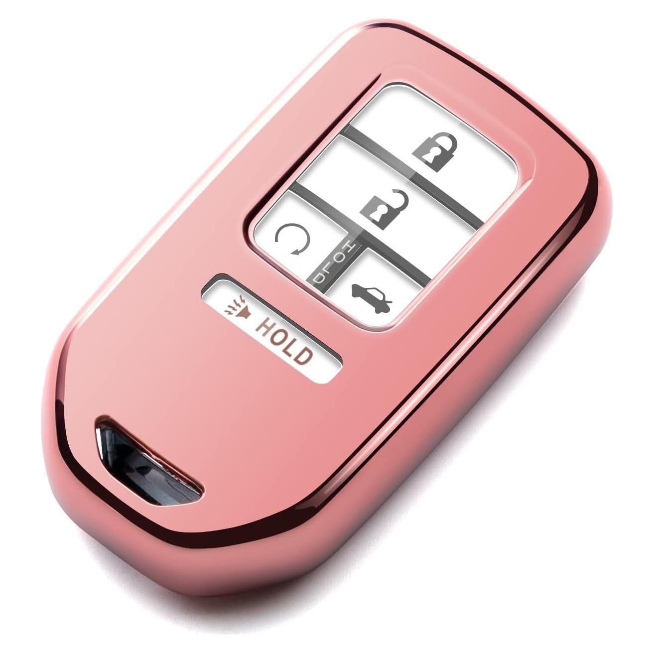 Compatible with Honda Key Fob Cover Pink TPU Car Key case Holder Key Chain Protector Compatible with Civic Accord Pilot Odyssey CR-V Clarity HR-V Insight Passport Ridgeline Accessories