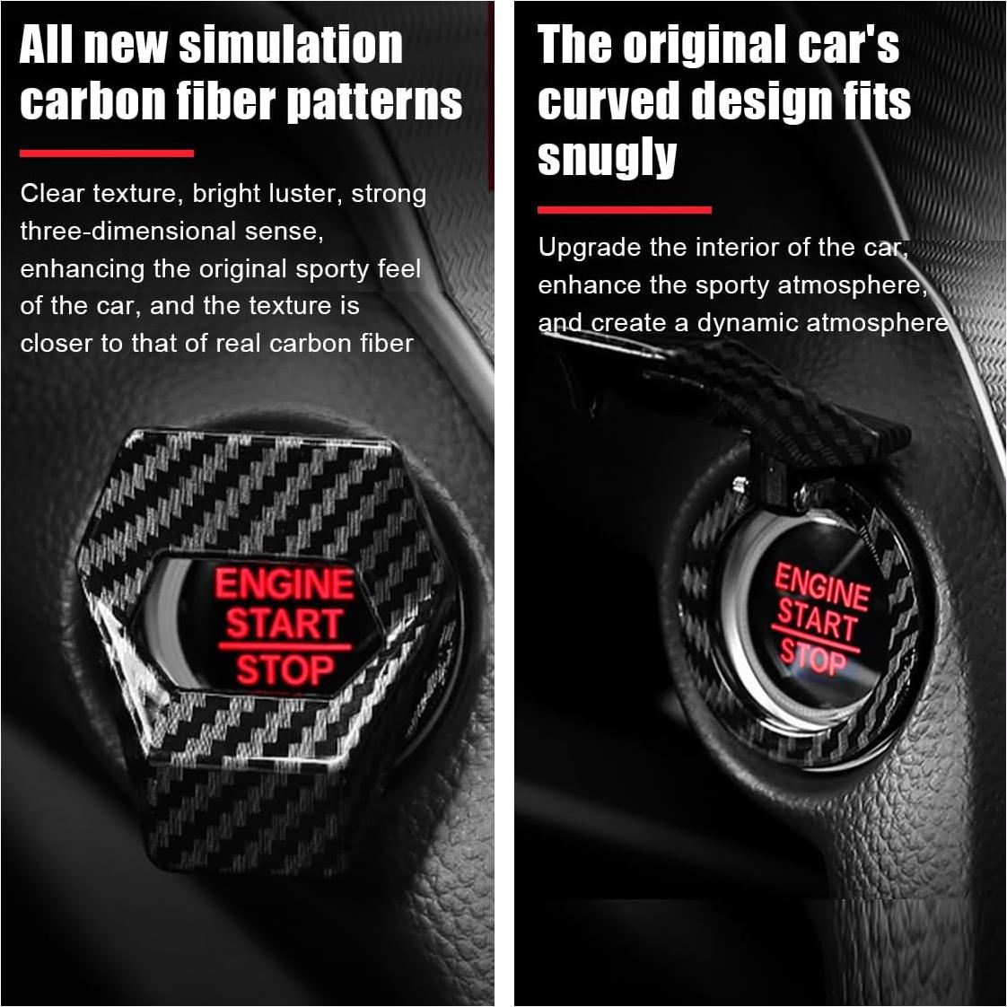 Cubierta de Botón de Inicio/Parada GLSOWEE Fibra de Carbono