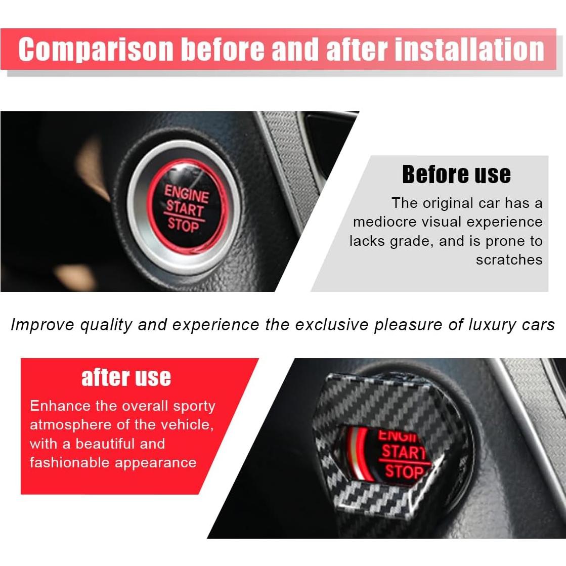 Cubierta de Botón de Inicio/Parada GLSOWEE Fibra de Carbono