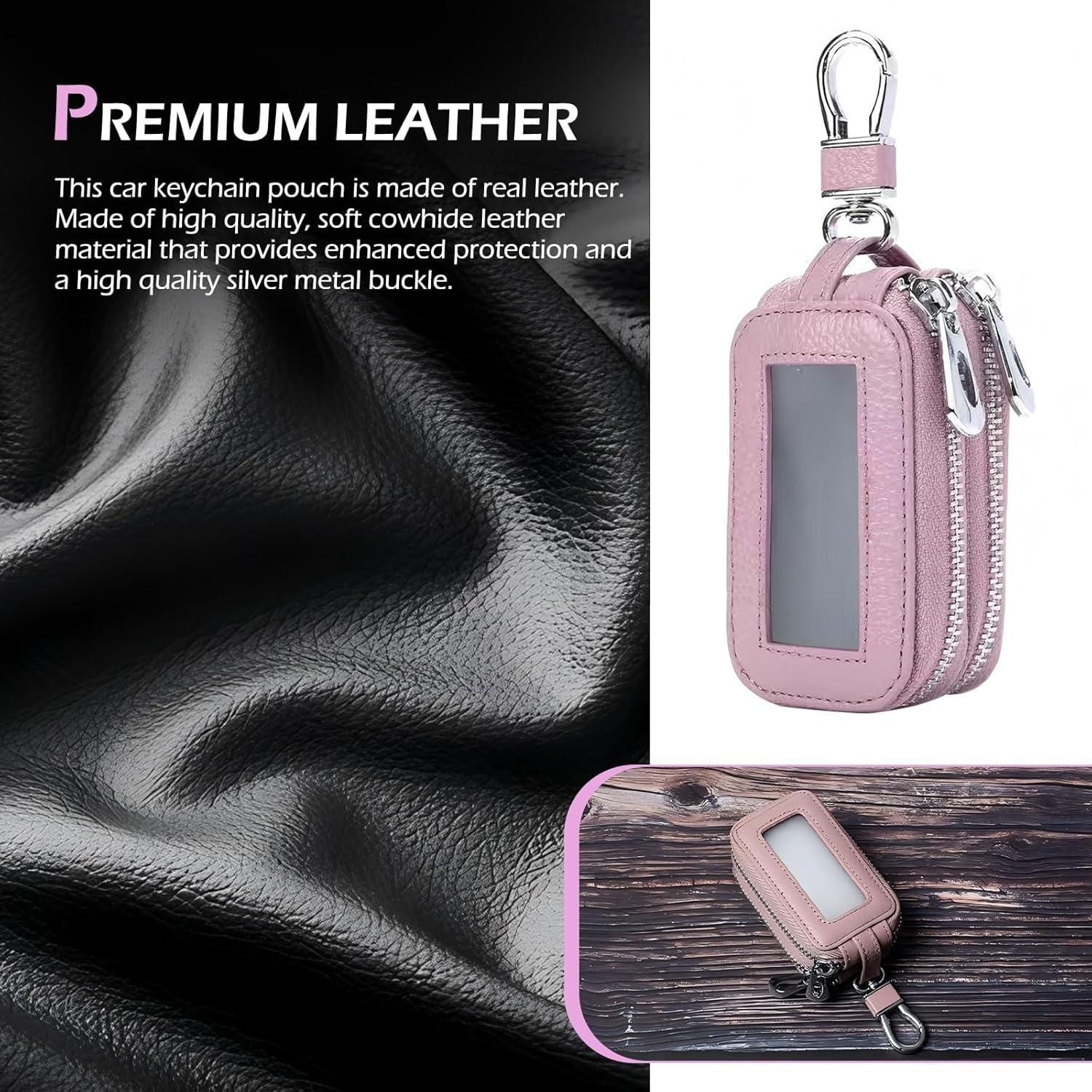 Funda de Llave de Coche de Cuero Rosa Universal - Soporte Práctico