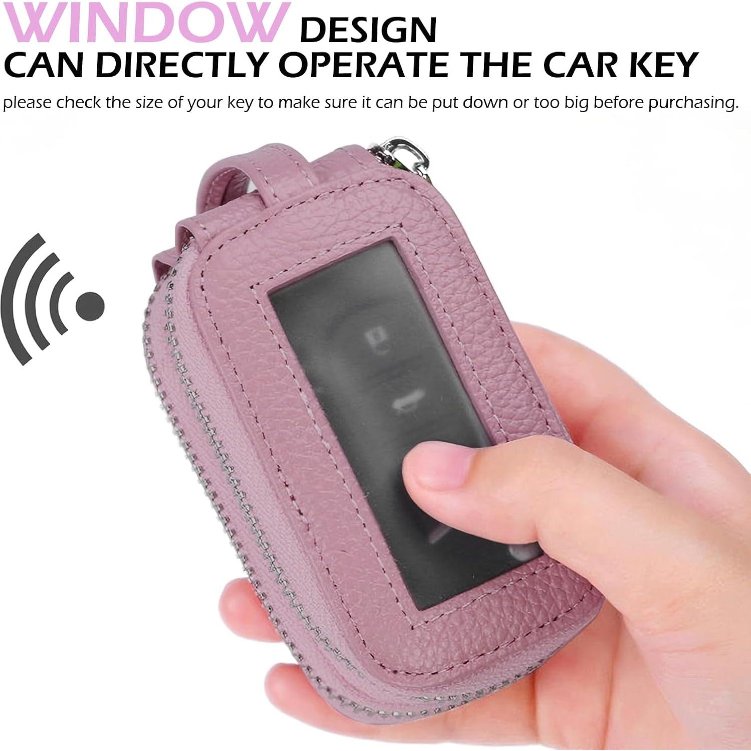 Funda de Llave de Coche de Cuero Rosa Universal - Soporte Práctico