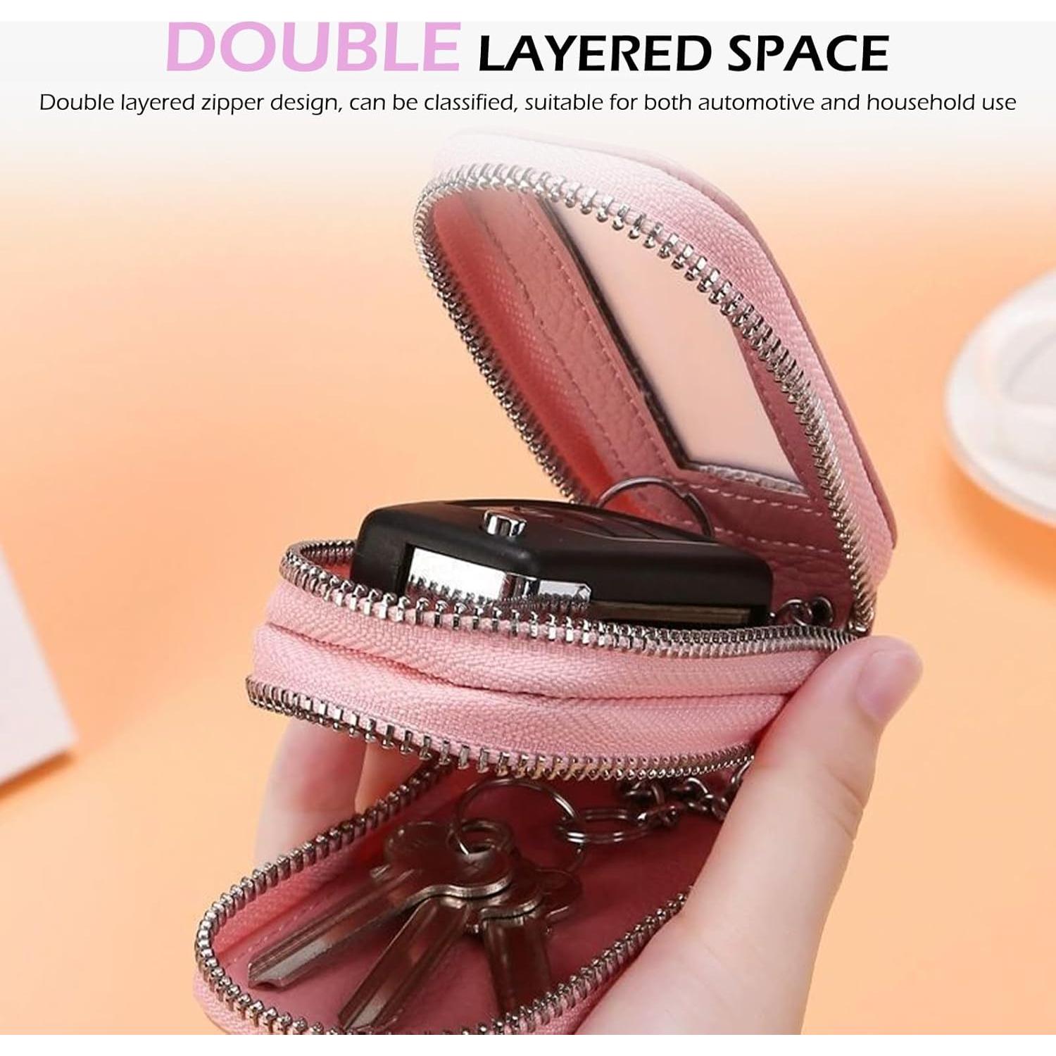 Funda de Llave de Coche de Cuero Rosa Universal - Soporte Práctico