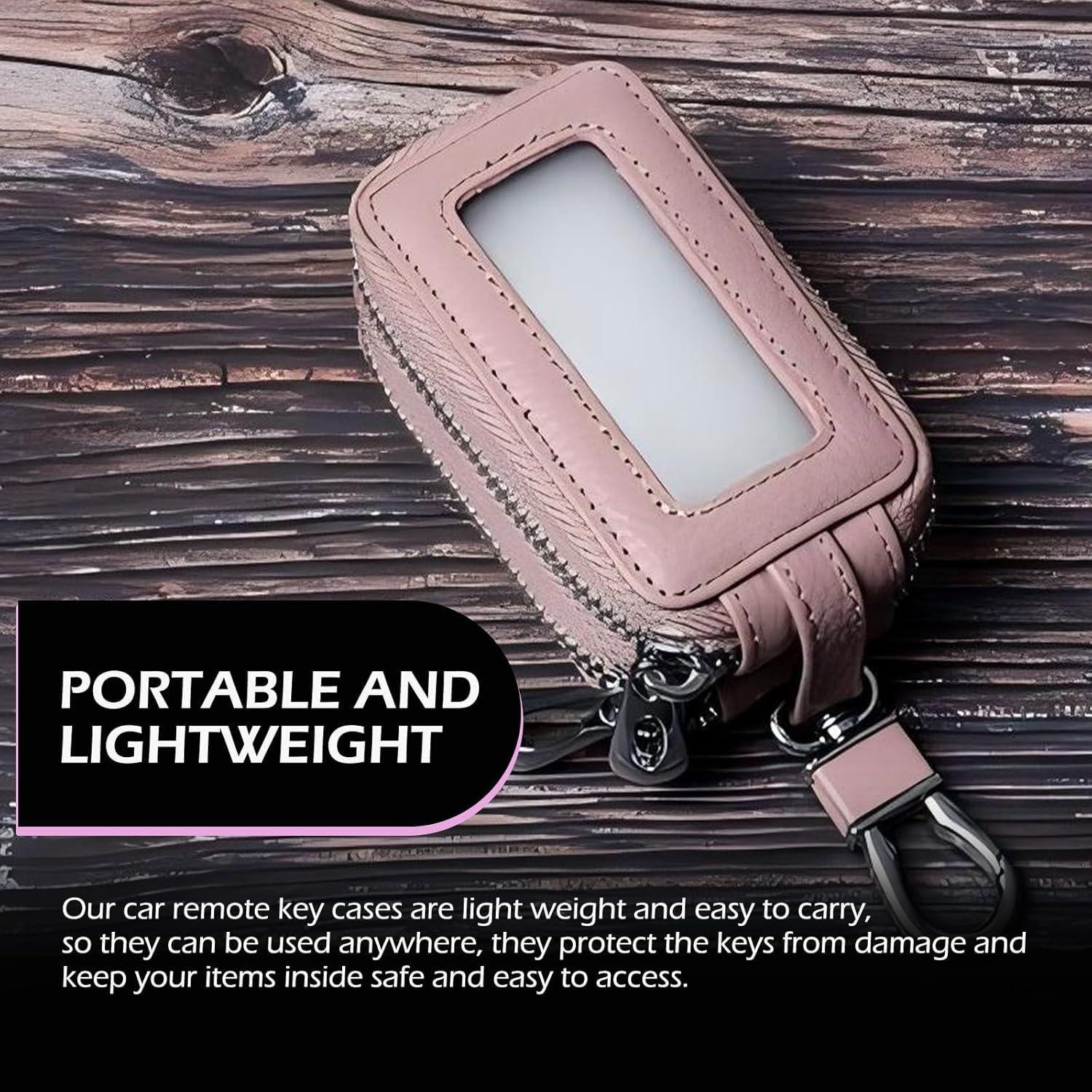 Funda de Llave de Coche de Cuero Rosa Universal - Soporte Práctico
