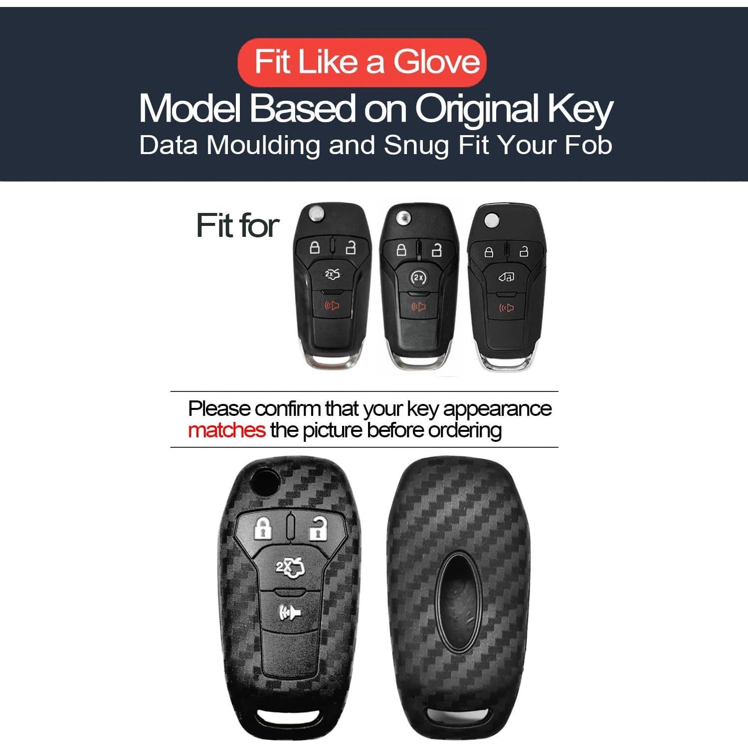 Funda de Llave para Ford INFIPAR IP1042 Fibra de Carbono 2pcs