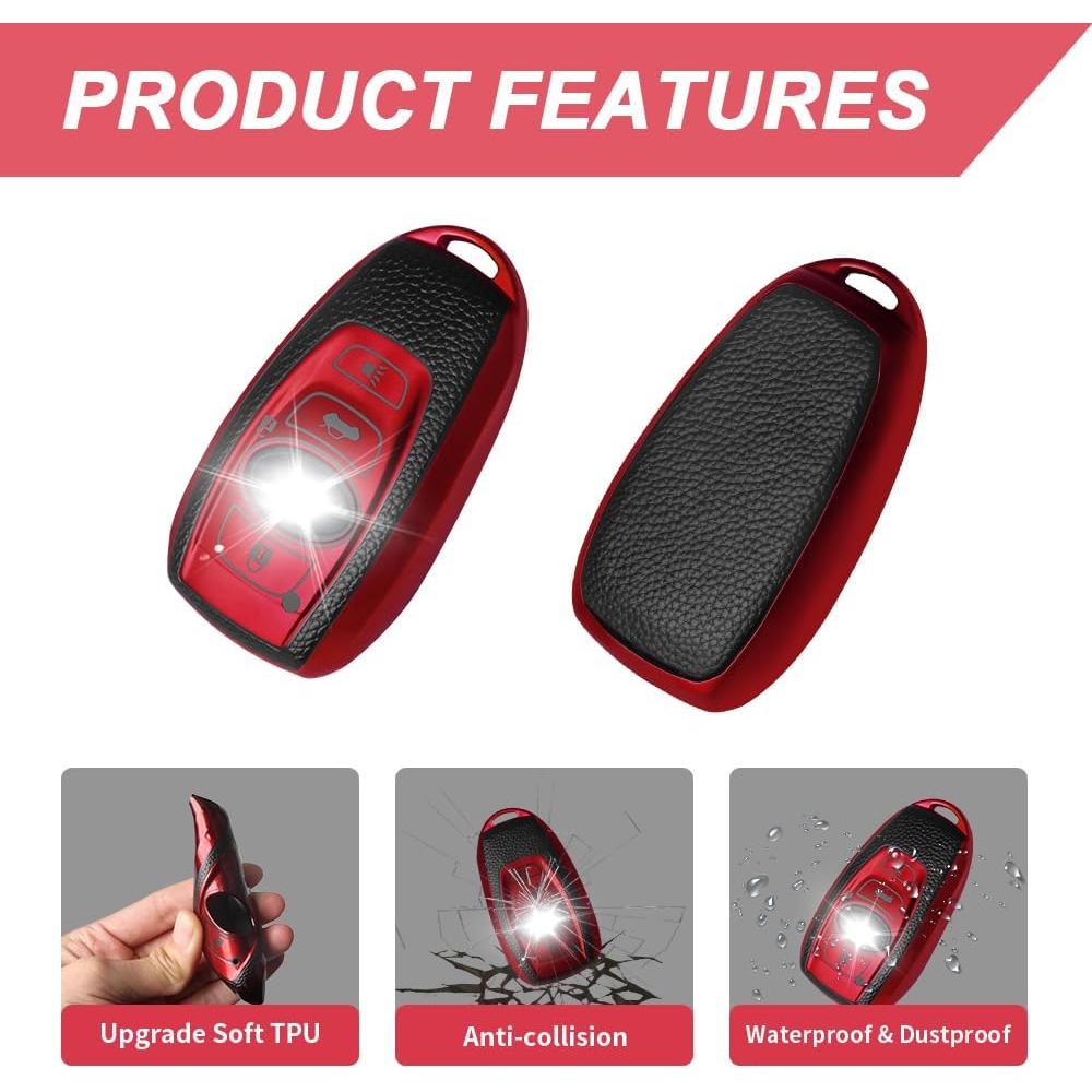 Funda de Llave QBUC para Subaru 4 Botones TPU Rojo