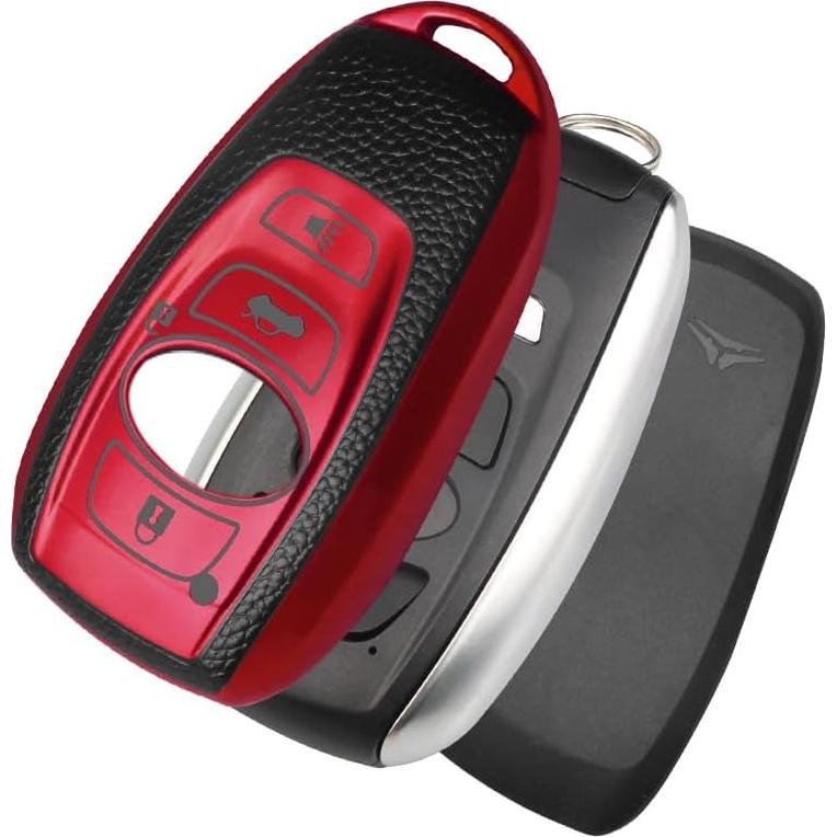 Funda de Llave QBUC para Subaru 4 Botones TPU Rojo