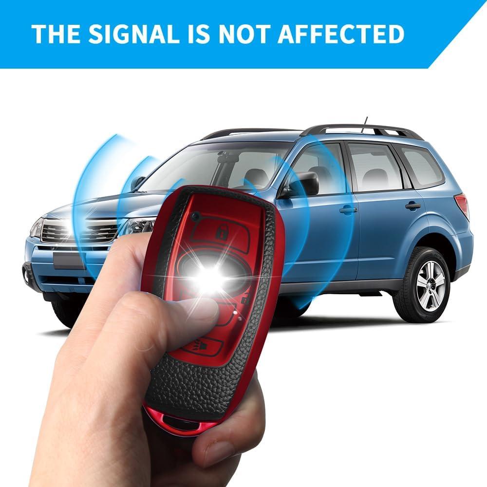 Funda de Llave QBUC para Subaru 4 Botones TPU Rojo