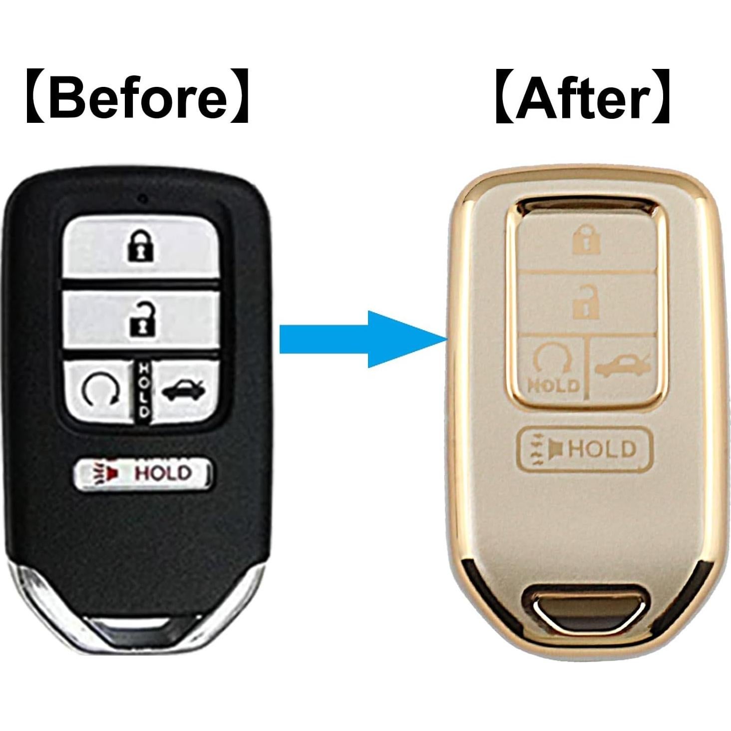 Cubierta de llavero Honda YUBOMT Dorado para Accord Civic