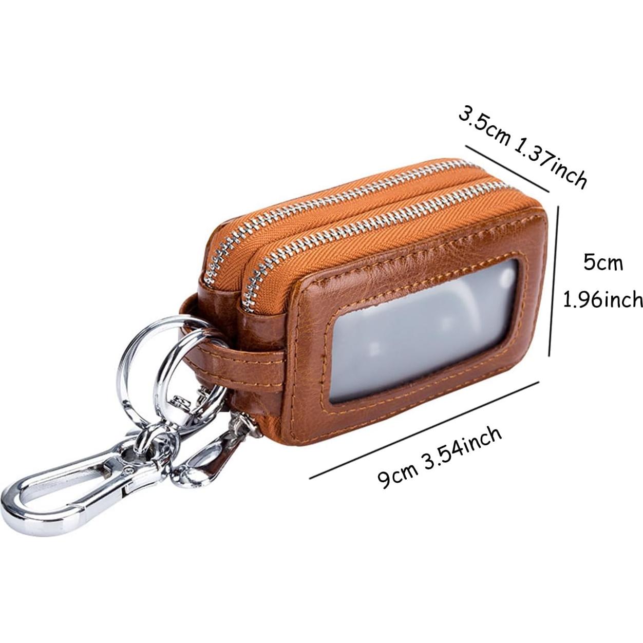 Llave de Cadena de Cuero Marrón Doble Cierre para Coche