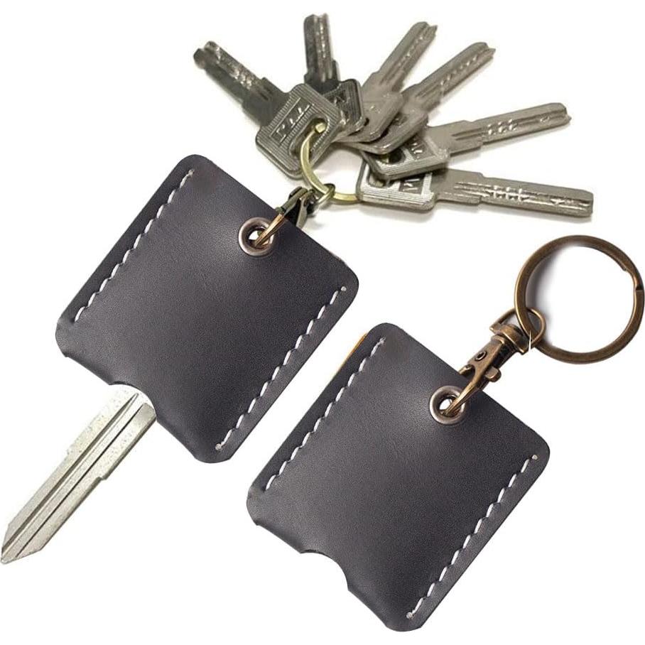 Monedero Llavero de Cuero Genuino JuneTree 5x5cm Negro 2 Pcs