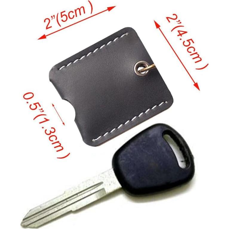 Monedero Llavero de Cuero Genuino JuneTree 5x5cm Negro 2 Pcs