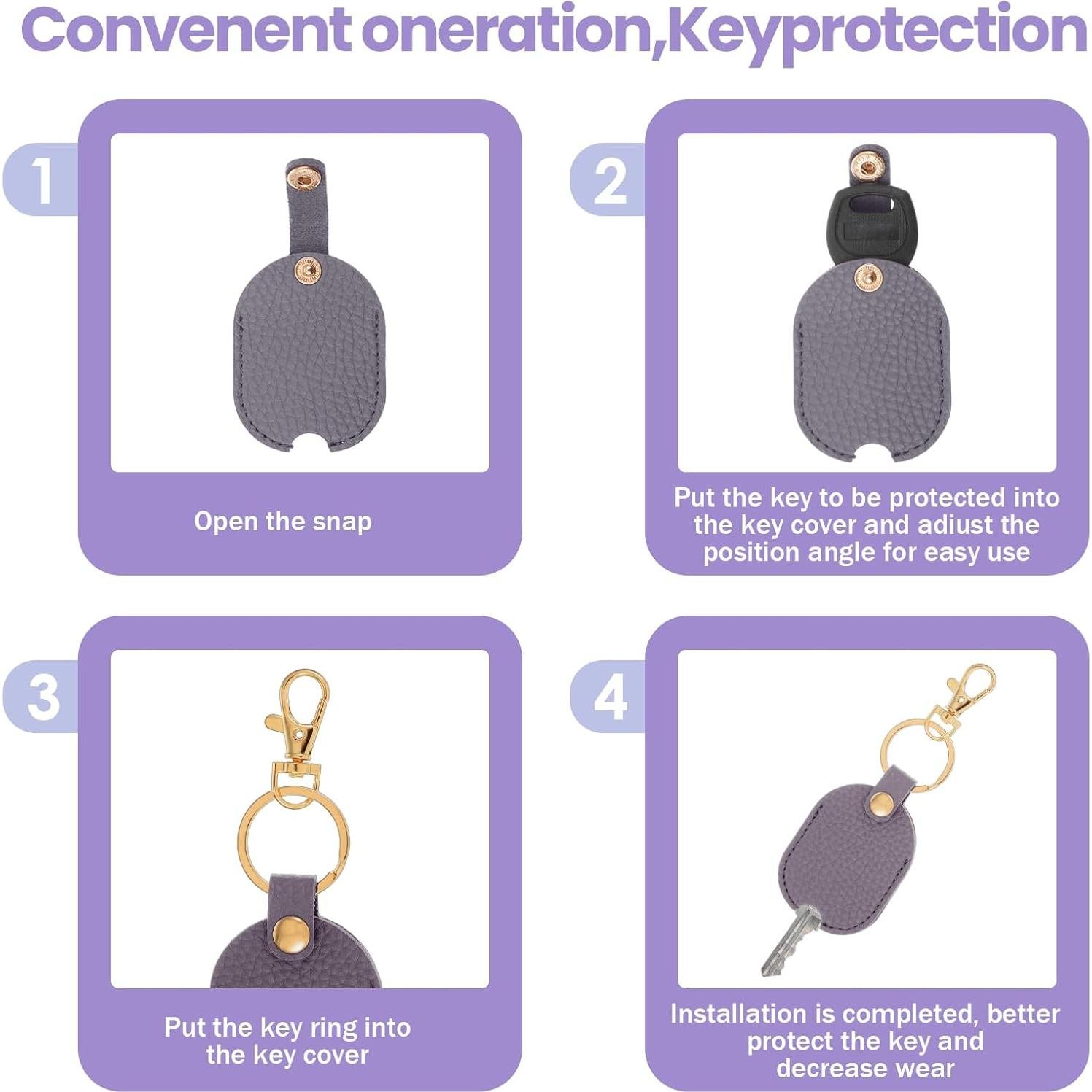 Cubiertas de Llave de Coche Classicseali 2 Piezas PU Rosa/Púrpura