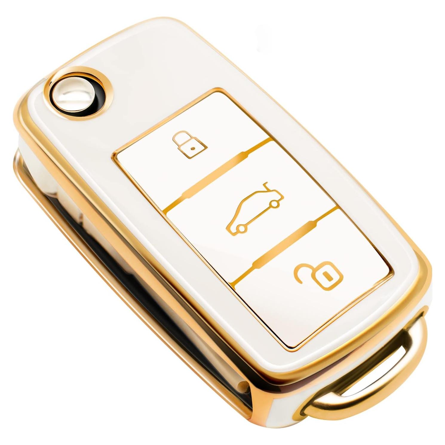 Cubierta de llavero FEYOUN para VW Atlas Golf Jetta 3 botones