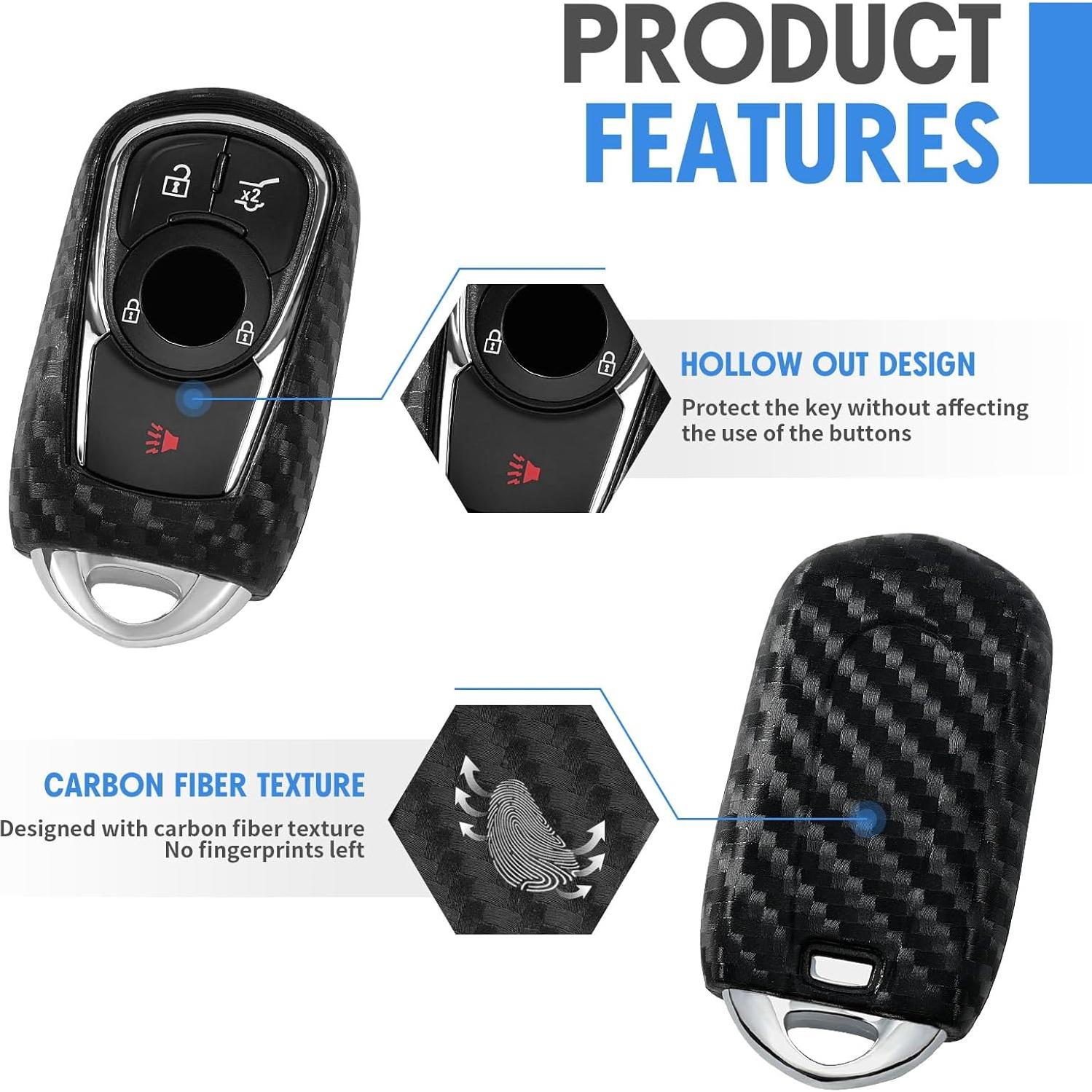 Funda de Llave Silicona Fibra de Carbono WORCAS Buick Universal