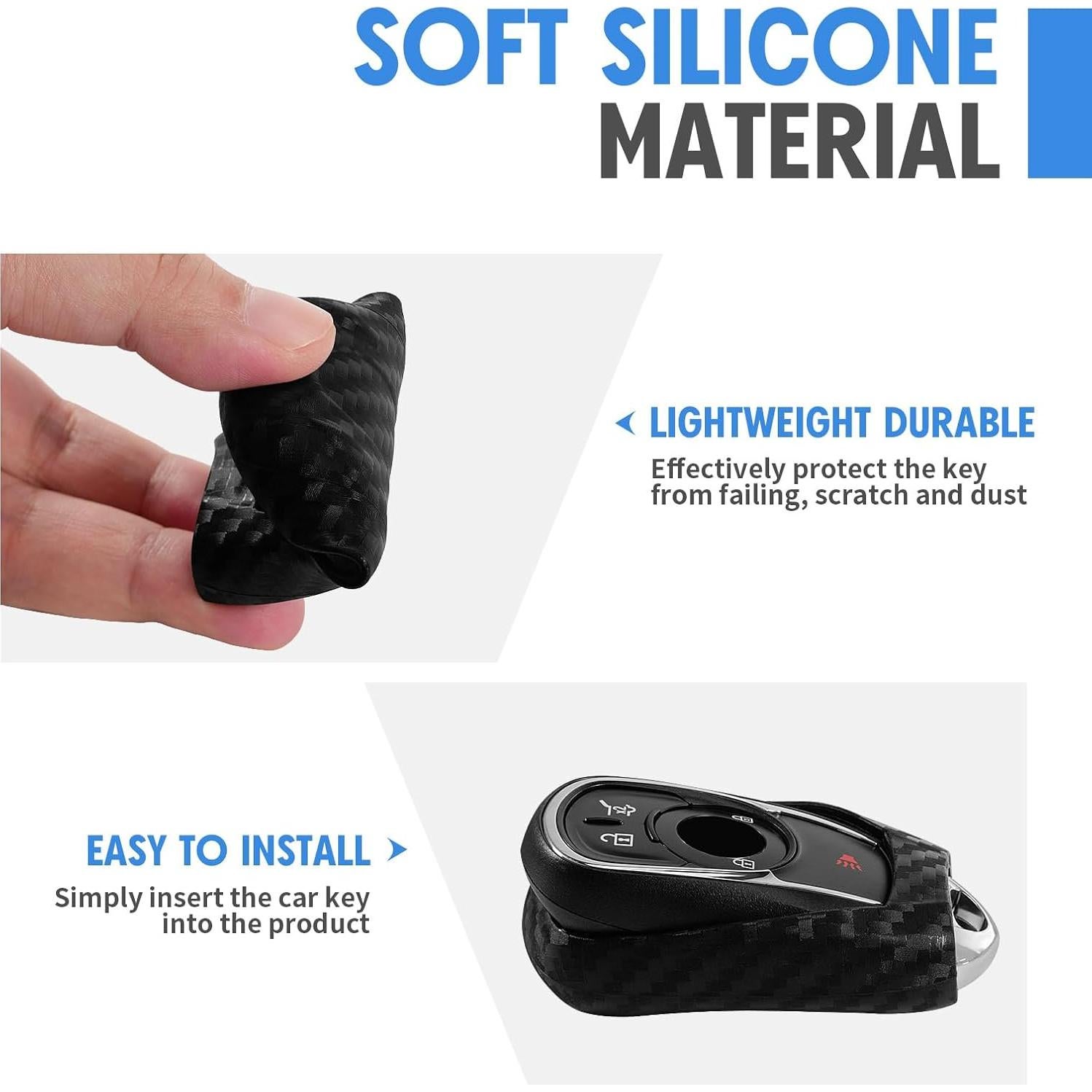 Funda de Llave Silicona Fibra de Carbono WORCAS Buick Universal