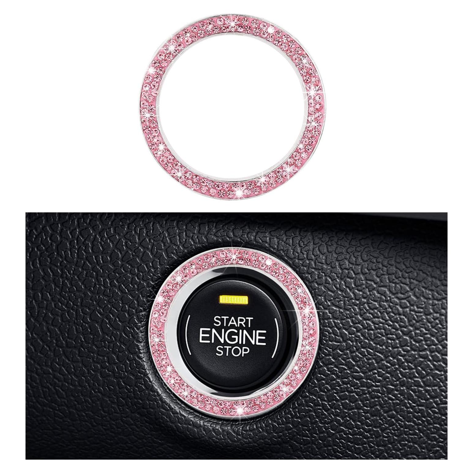 Anillo de Inicio de Motor Yourkar Rosa con Rhinestones 3.81 cm