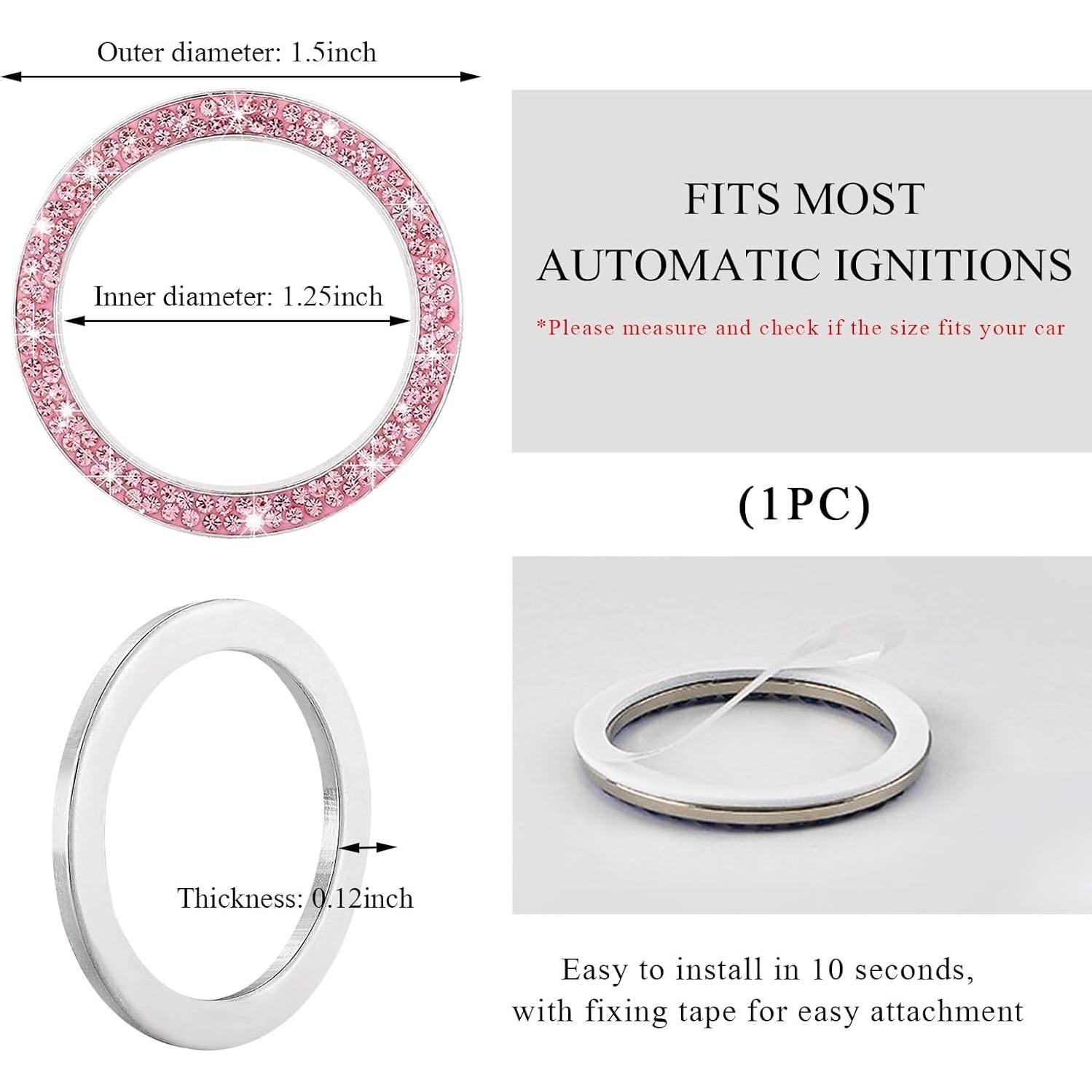 Anillo de Inicio de Motor Yourkar Rosa con Rhinestones 3.81 cm