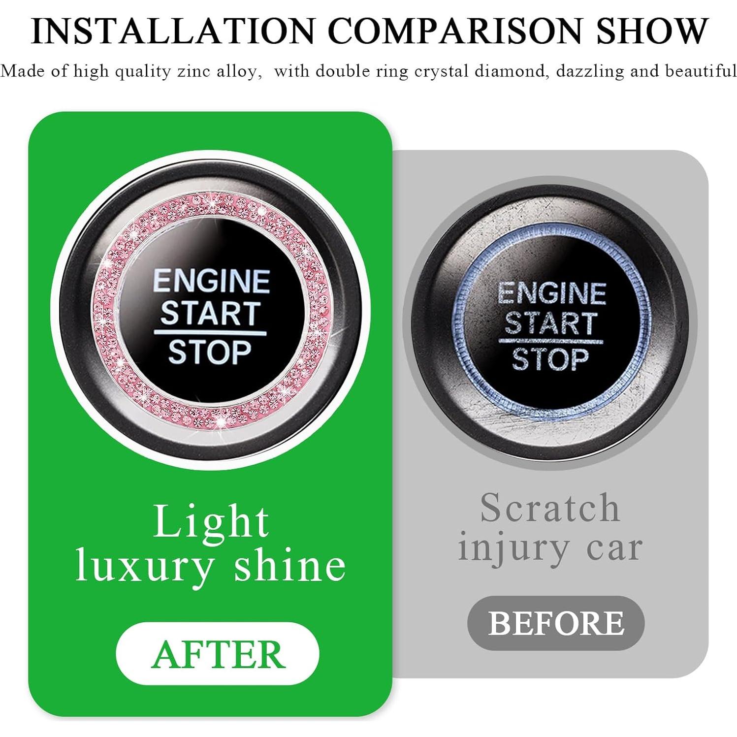 Anillo de Inicio de Motor Yourkar Rosa con Rhinestones 3.81 cm