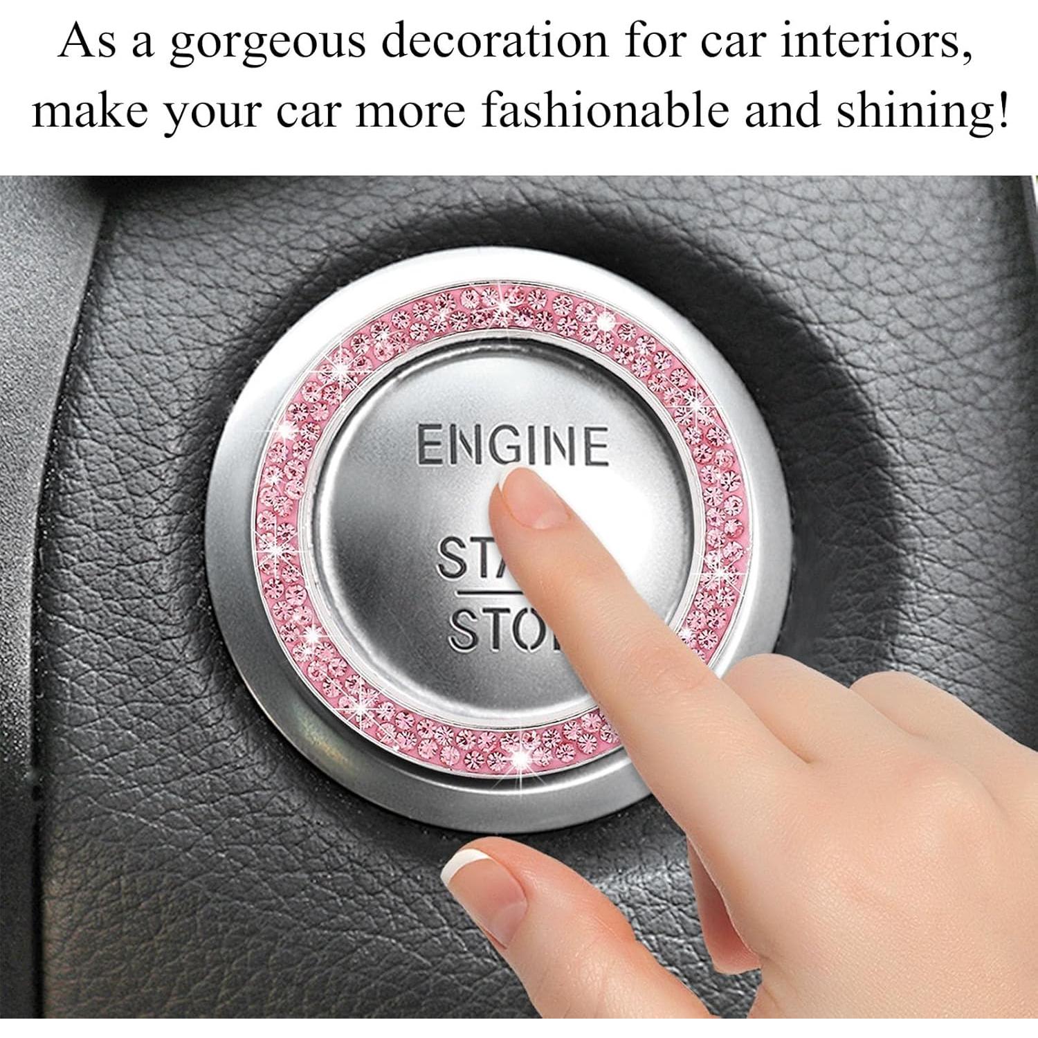 Anillo de Inicio de Motor Yourkar Rosa con Rhinestones 3.81 cm