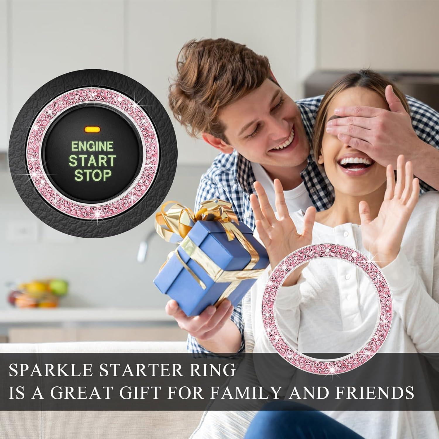 Anillo de Inicio de Motor Yourkar Rosa con Rhinestones 3.81 cm