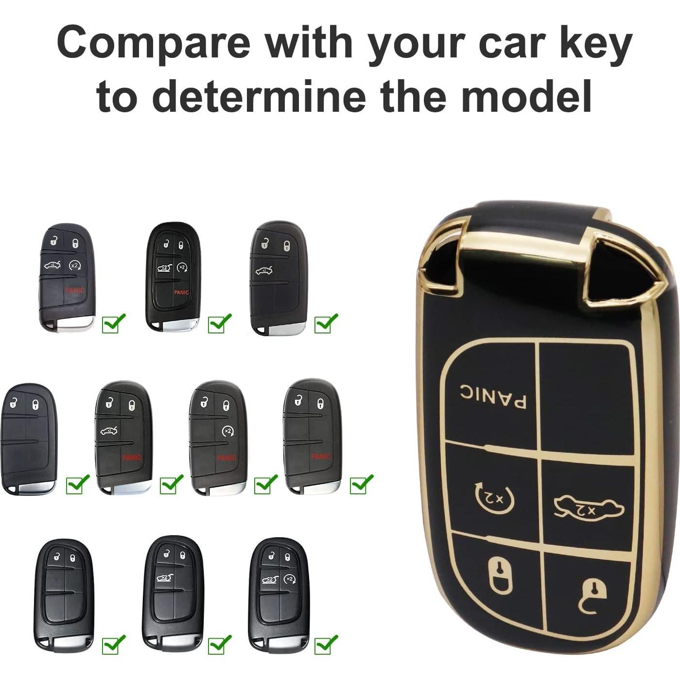 Funda de Llave SUNCARACCL para Jeep y Dodge - TPU Negro